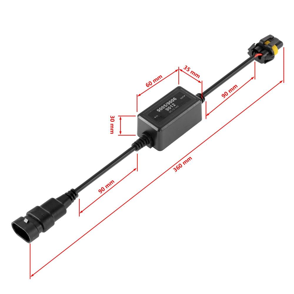 9012/HIR2 C10-Model Enhanced LED Headlight Bulbs Canbus Decoder Anti-flicker Hyper Flash No Warning Harness Resistor Conversion Kit 2pcs/set
