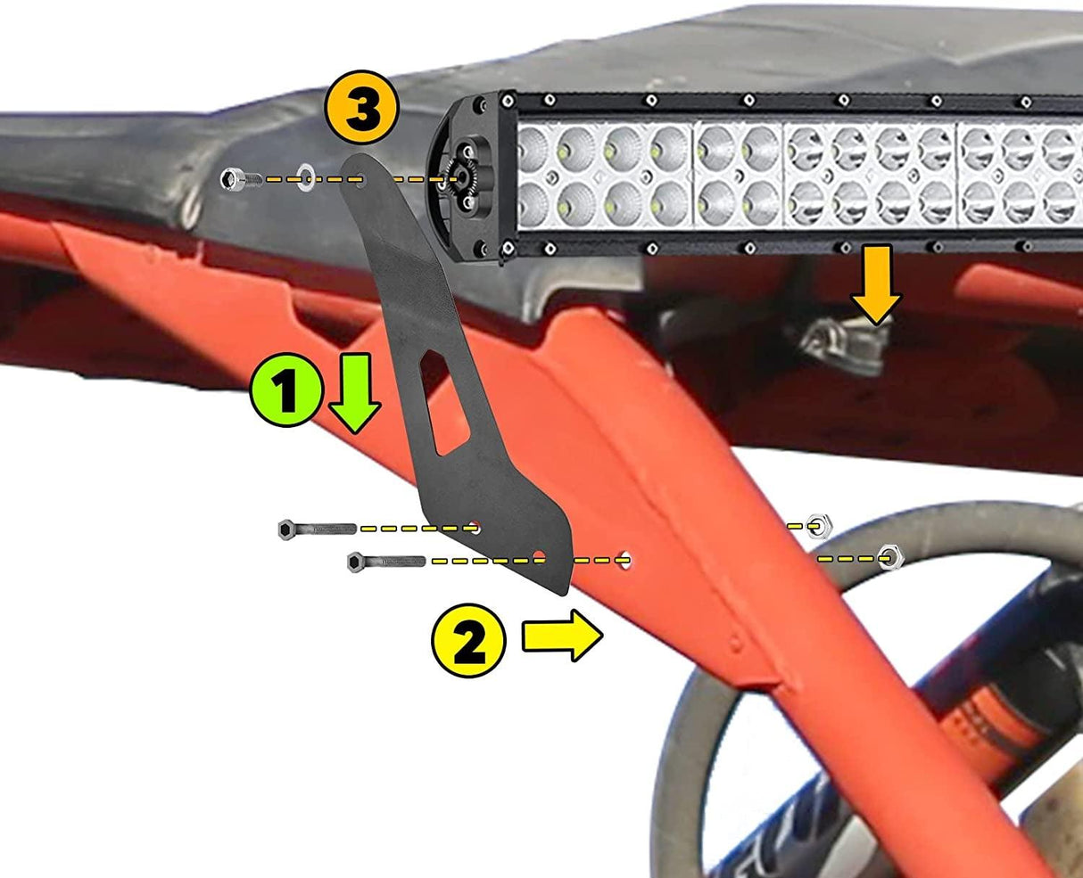 50 Inch 6 Modes Curved LED Light Bars & LED Light Bar Mounting Bracket Combo for Can-am Maverick X3
