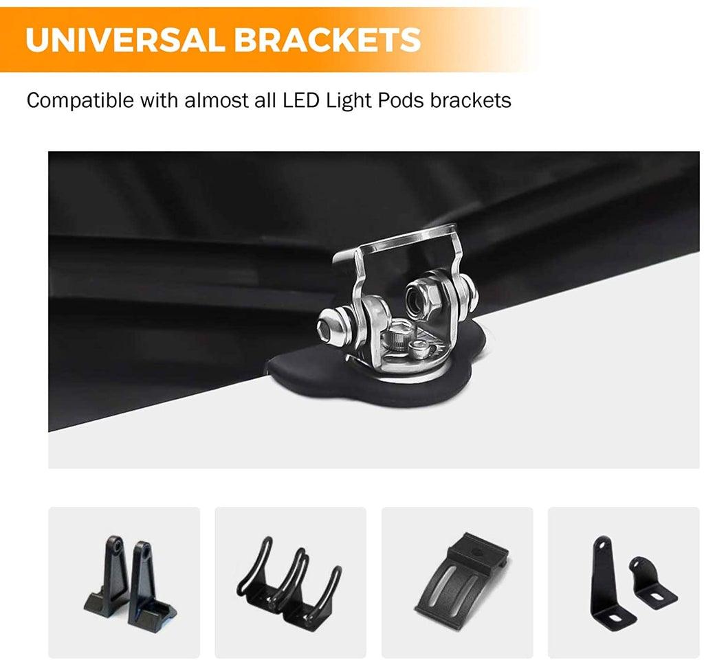 4" Classic-SM Series Spot Beam LED Pods Light + Universal LED Working Lights Mounting Brackets