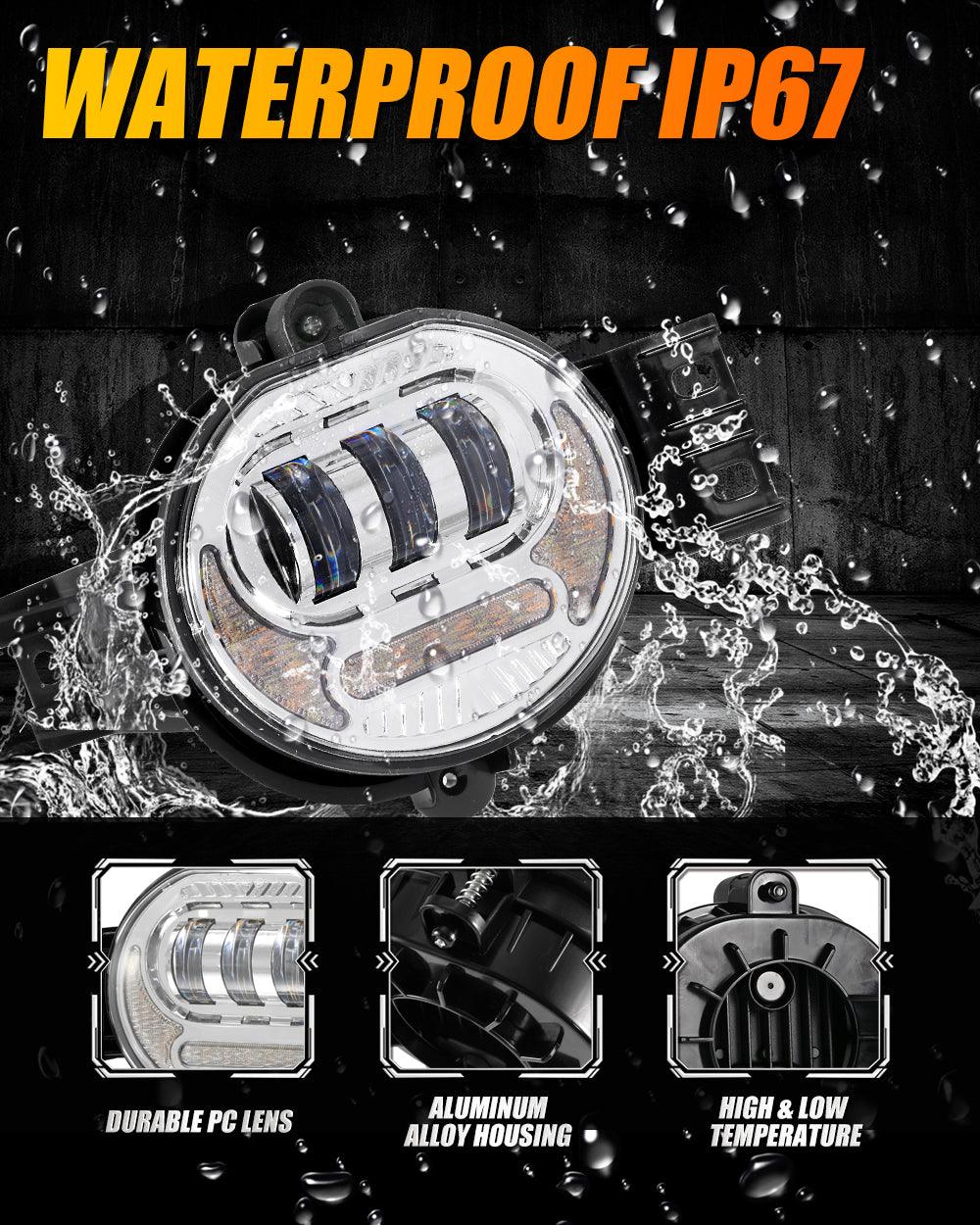 (2pcs/set) LED Fog Light Assembly w/ DRL+ Turn Signal Light for Dodge Ram 1500 2002-2008, Dodge Ram 2500/3500 2003-2009(Chrome)