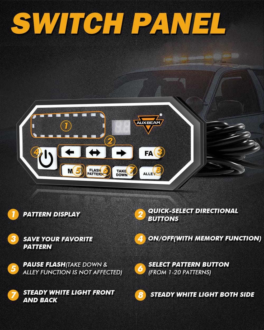 38.5 Inch Rooftop Strobe Flashing Light Bar with Mounting Brackets 20 Flashing Modes Emergency Safety Warning Caution Beacon Lights