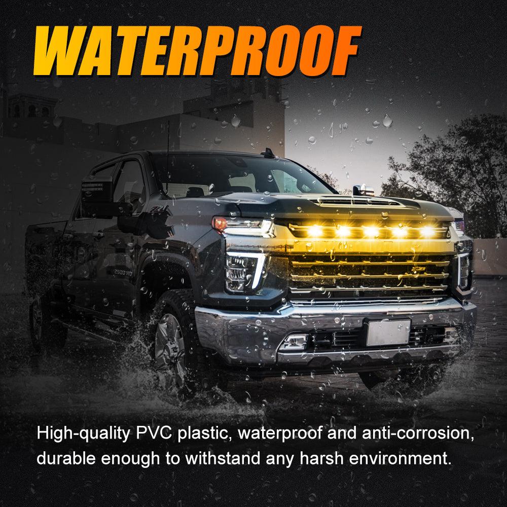 (5pcs/set) LED Front Grille Lights Raptor Style Amber Light Fit for Chevrolet Silverado 2500HD 2020-2021