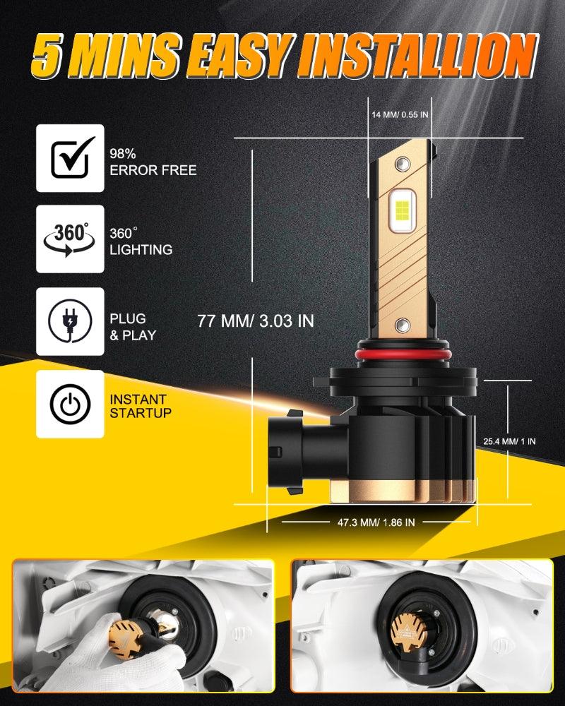 H10 9145 9140 HB3 LED Fog Light/DRL Bulbs 44W 8000LM 6500K Cool White Z3 Series | 2 Bulbs