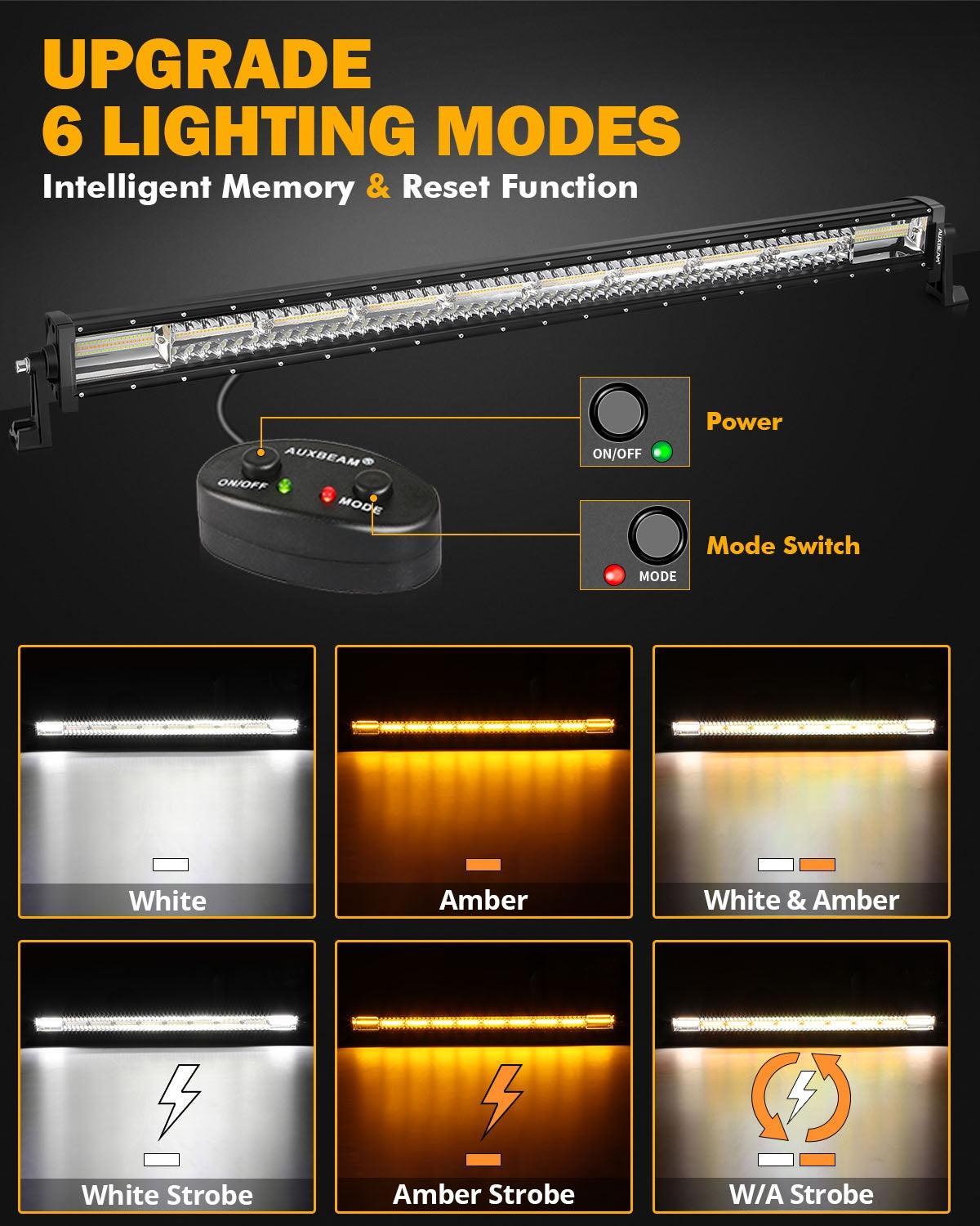 6 Modes Series 42 Inch White&Amber Straight Off Road Led Light Bar