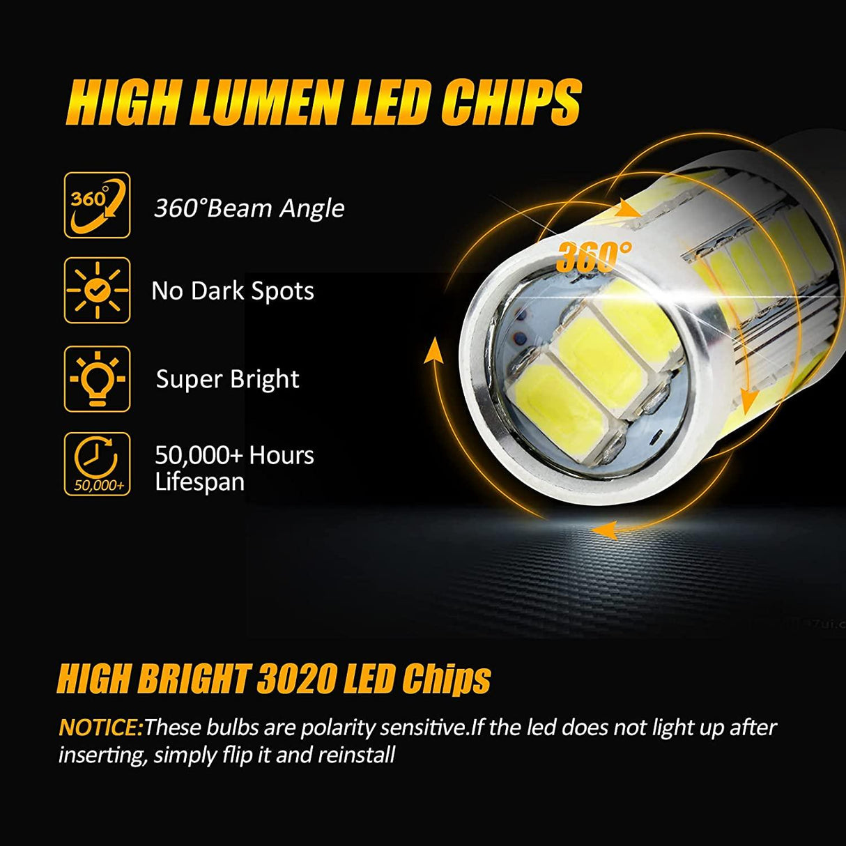 1157 BAY15D LED Backup Reverse/Turn Signal/Brake Tail/Side Marker Light Bulbs 20W 4000LM 6500K White 33LED Series | 2 Bulbs