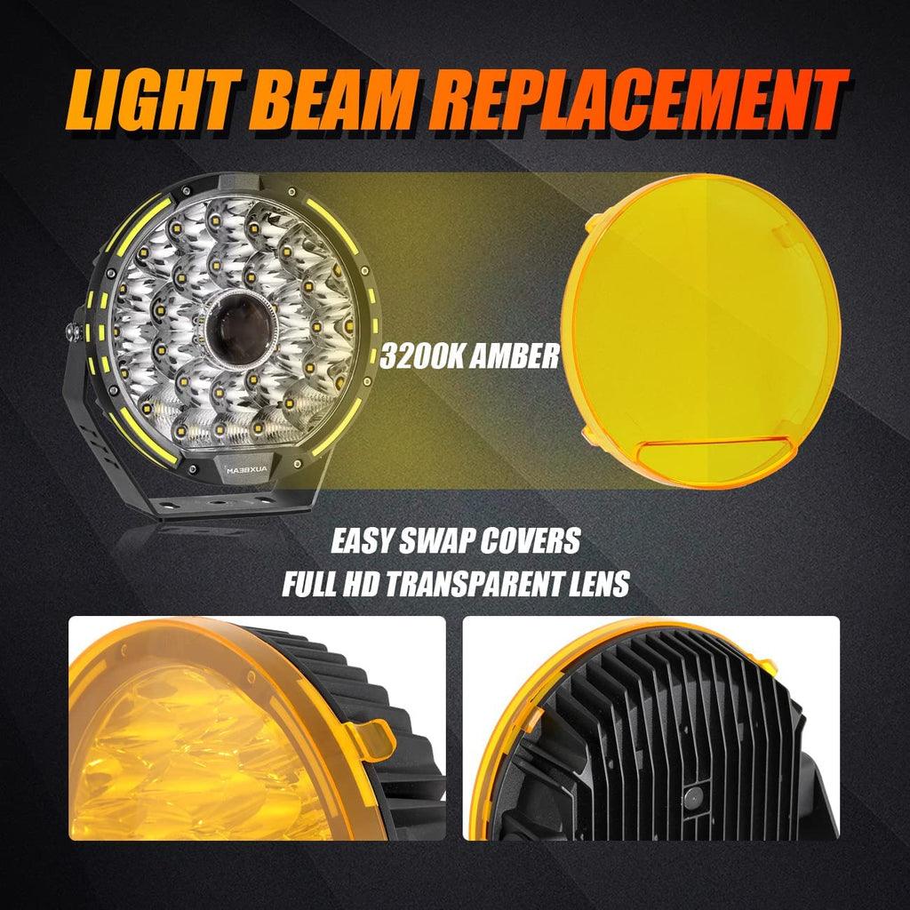 (2pcs/set) 9 INCH 270W 37776LM 360-PRO Series Custom Lens LED Driving Lights+Amber/Black Covers(Optional) for for Ford F150 F250 F350 F450