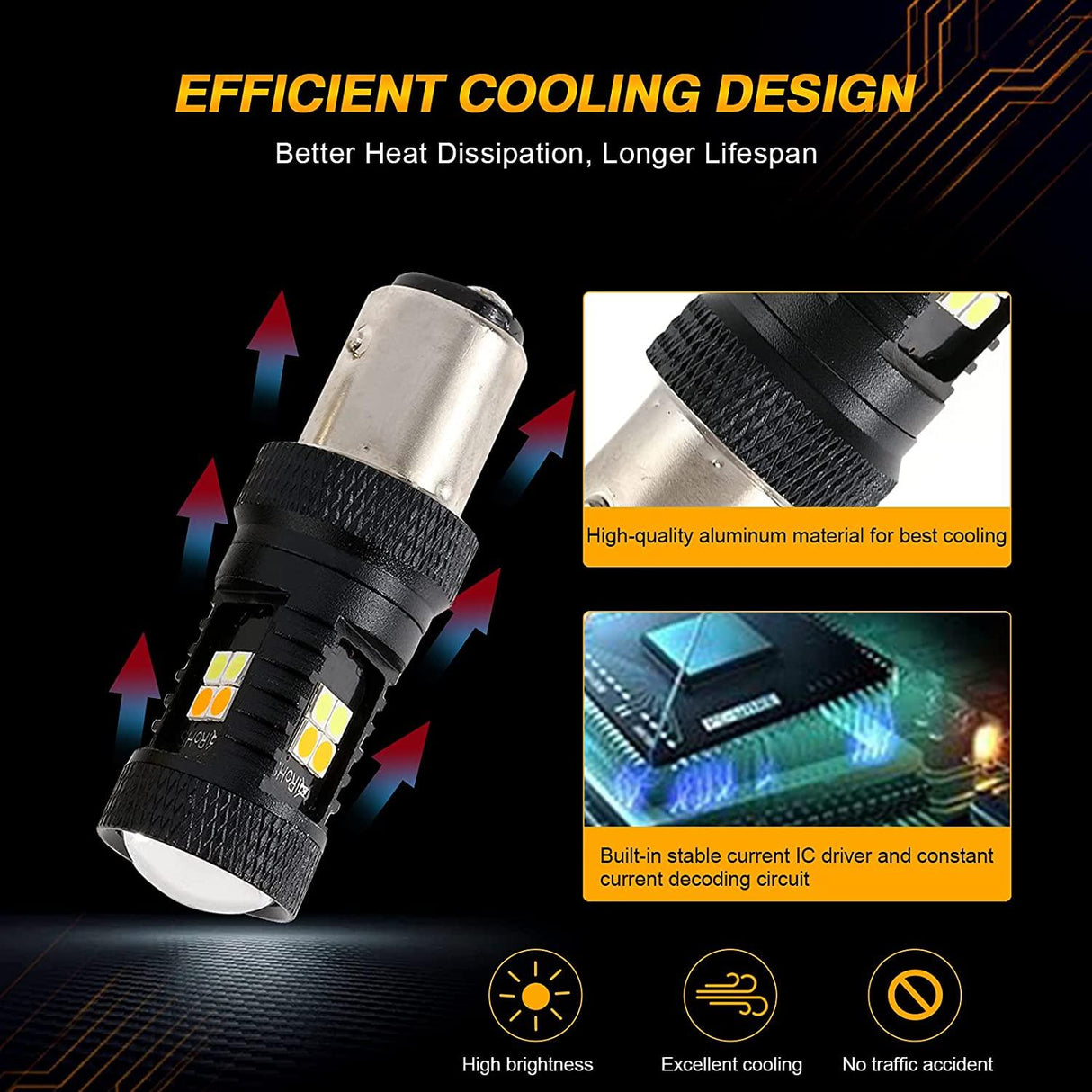 1157 BAY15D LED Front Turn Signal & DRL Light Bulbs 300% High Brightness Dual Color Switchback White & Amber | 2 Bulbs