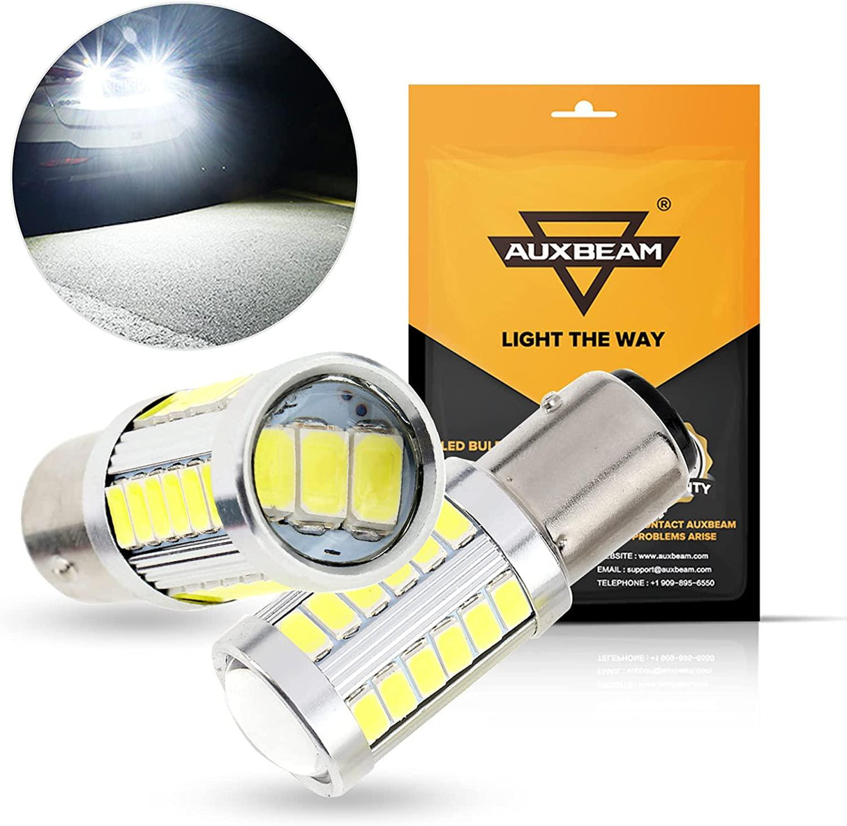 1157 BAY15D LED Backup Reverse/Turn Signal/Brake Tail/Side Marker Light Bulbs 20W 4000LM 6500K White 33LED Series | 2 Bulbs