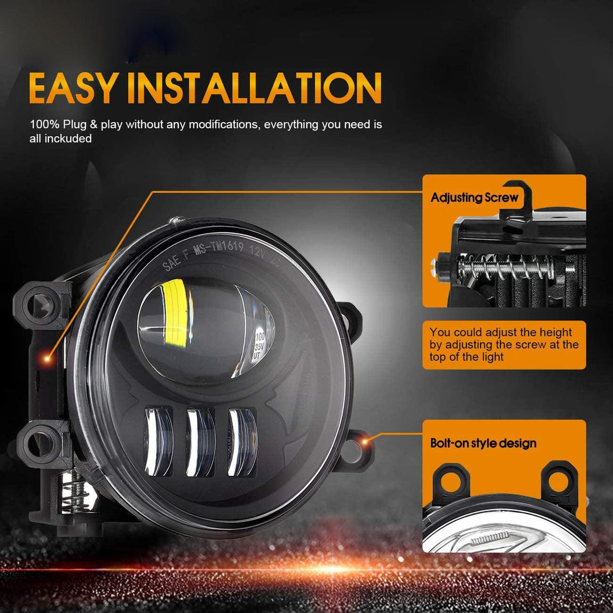 (2pcs/set) 27W Black Fog Lamp Replacement for Toyota Tacoma 2016 2017 2018 2019