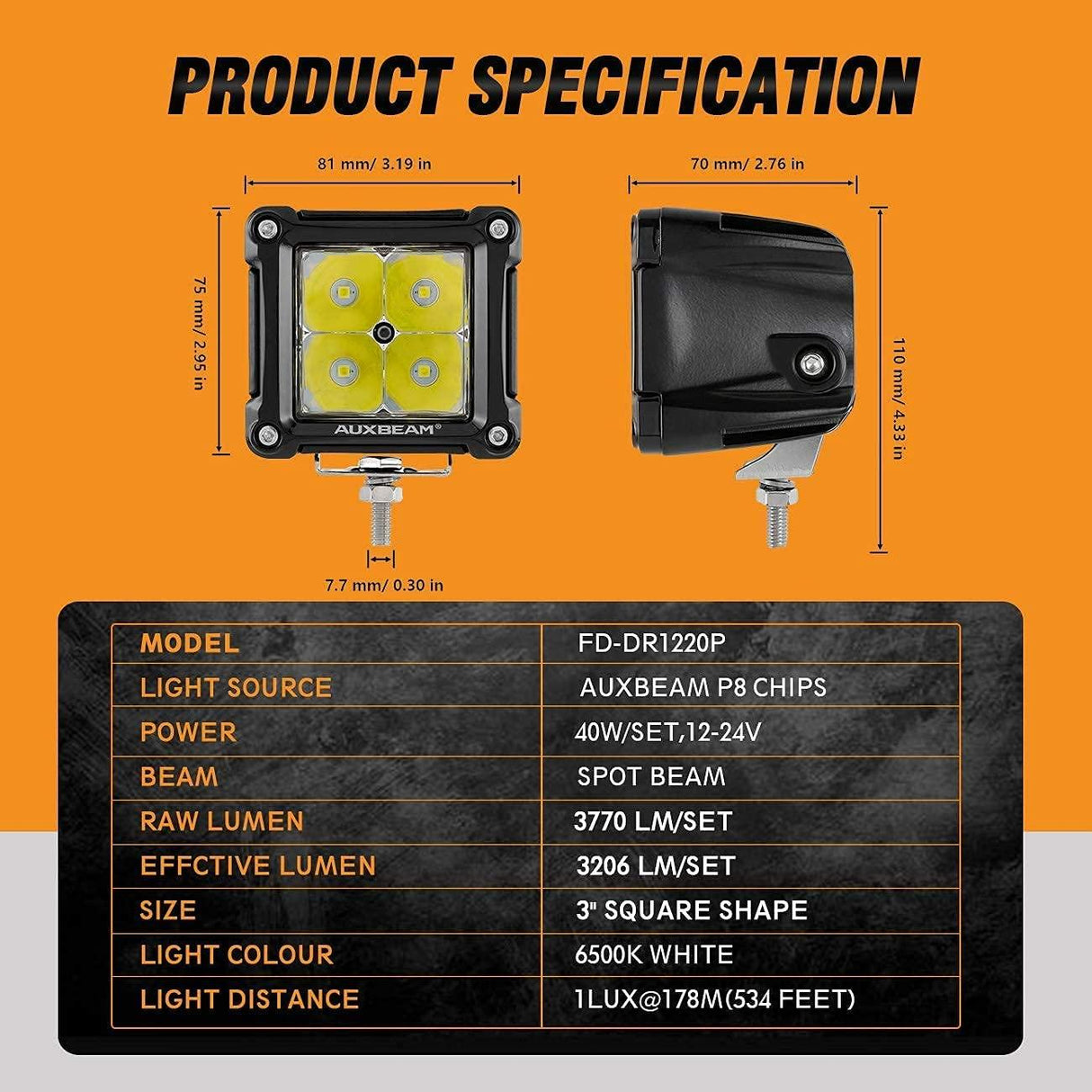 4pcs 3" SPOT PODS & Dual A-Pillar Light Lower Windshield Hinge Mounting Brackets For Jeep Wrangler JK 2DR/4DR 2007~2017