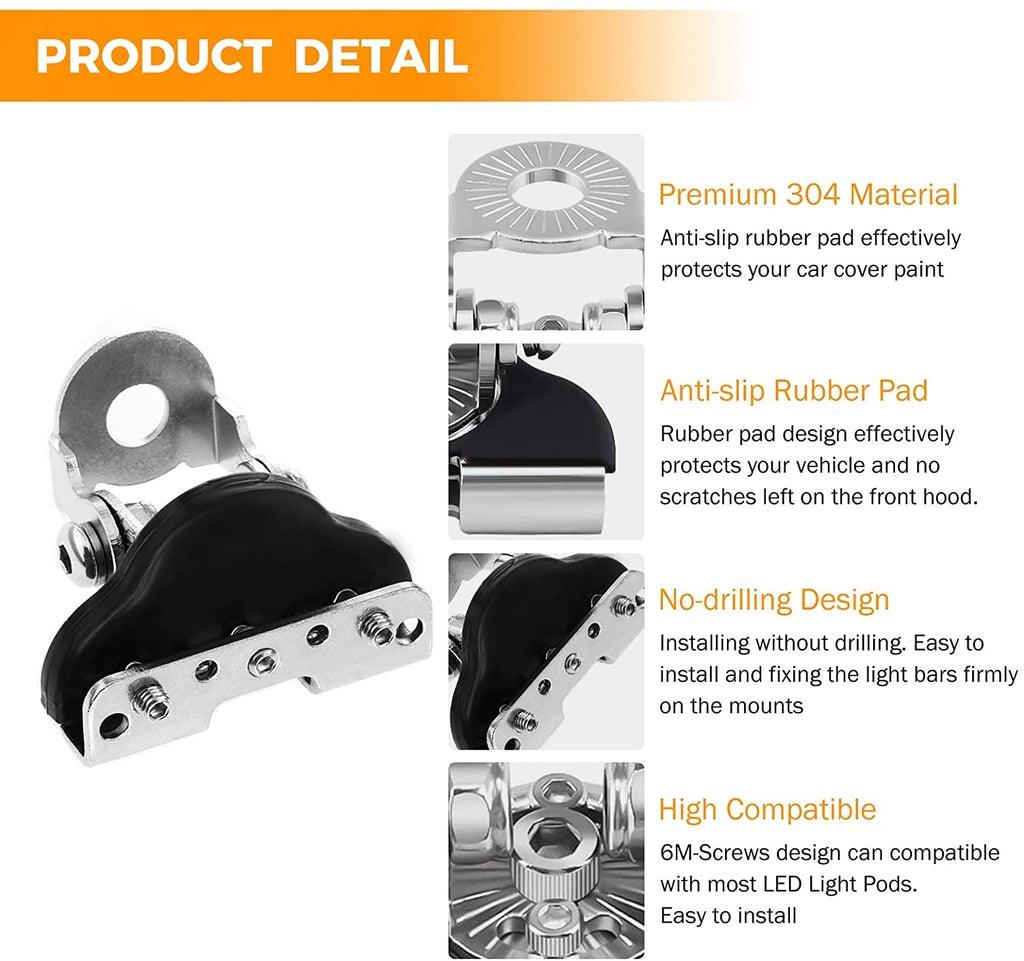 4" Classic-SM Series Spot Beam LED Pods Light + Universal LED Working Lights Mounting Brackets