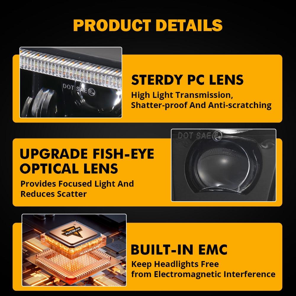 7x6 Led Headlights Rectangular Headlamps High Low Sealed Beam w/DRL Turn Signal DOT Approved for Jeep Wrangler YJ Cherokee XJ Ford Chevy GMC Toyota