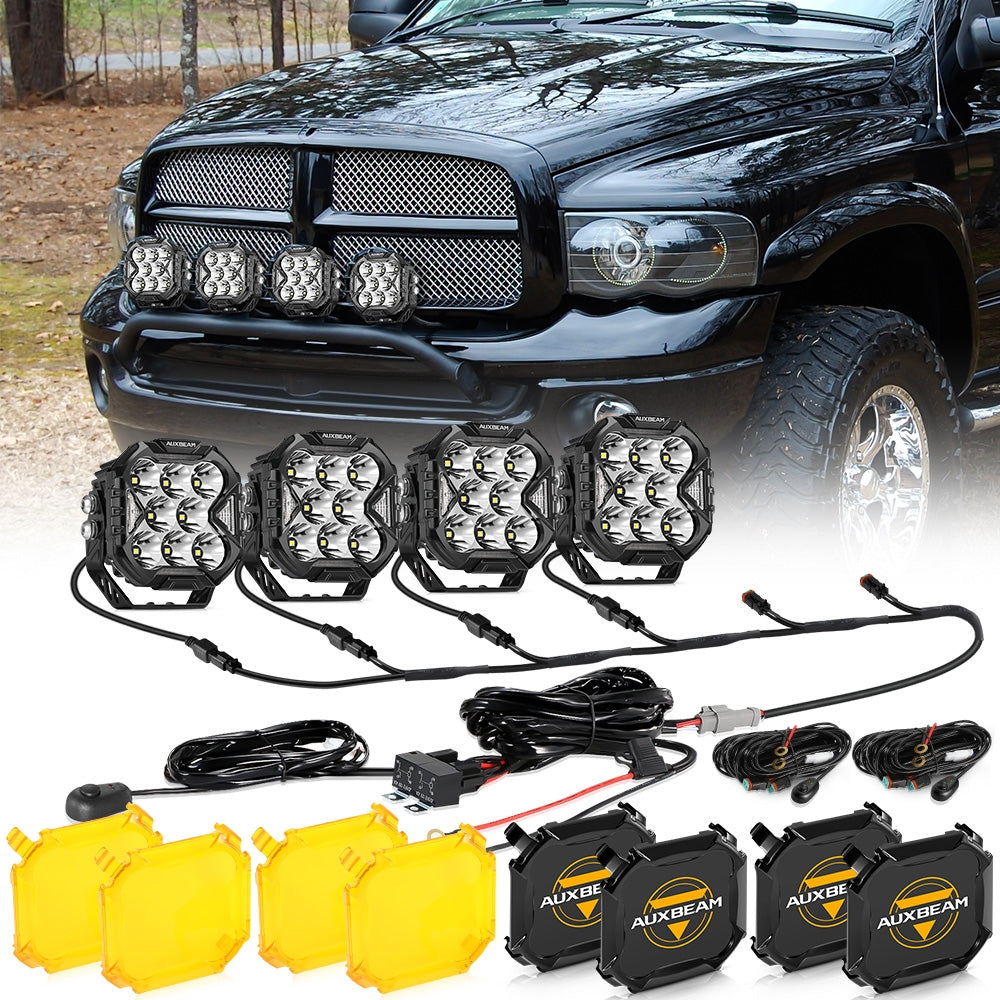 CUBE-Z Series 4 Inch Spot LED Pod Lights Off Road Lights with White DRL & Amber Turn Signal Lights