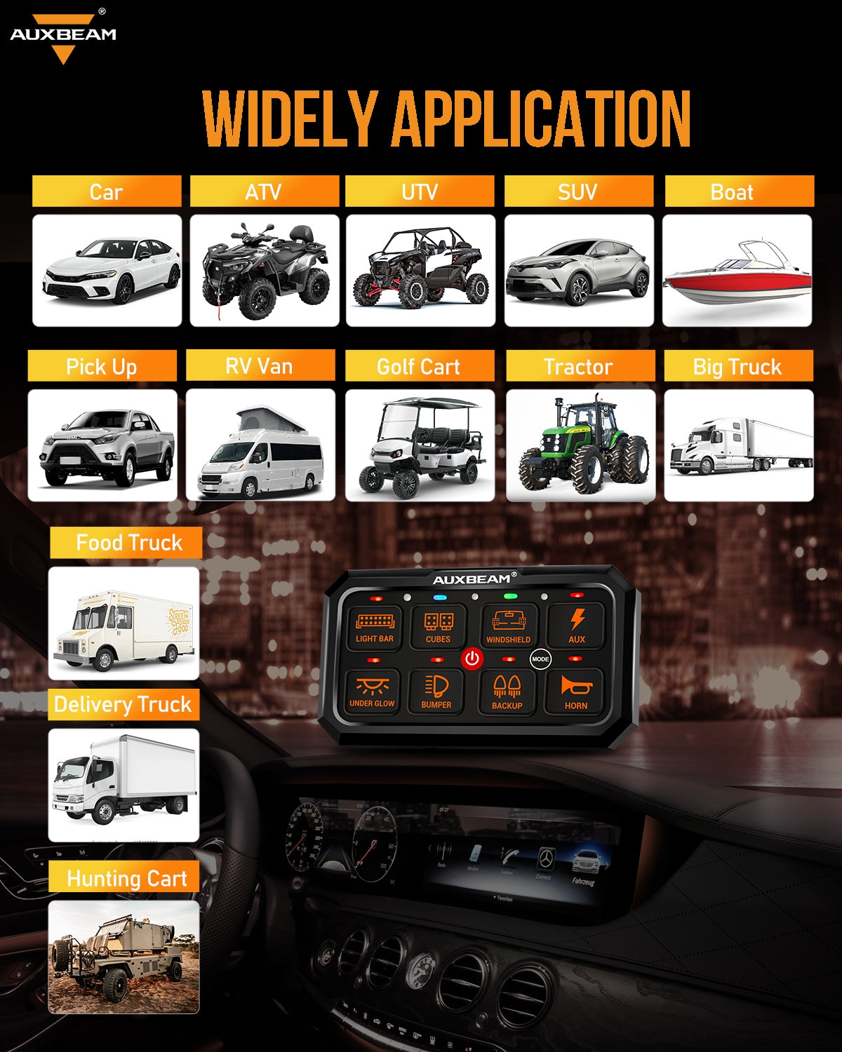 RA80 XL RGB Switch Panel, Larger Size, Toggle/ Momentary/ Pulsed Mode Supported