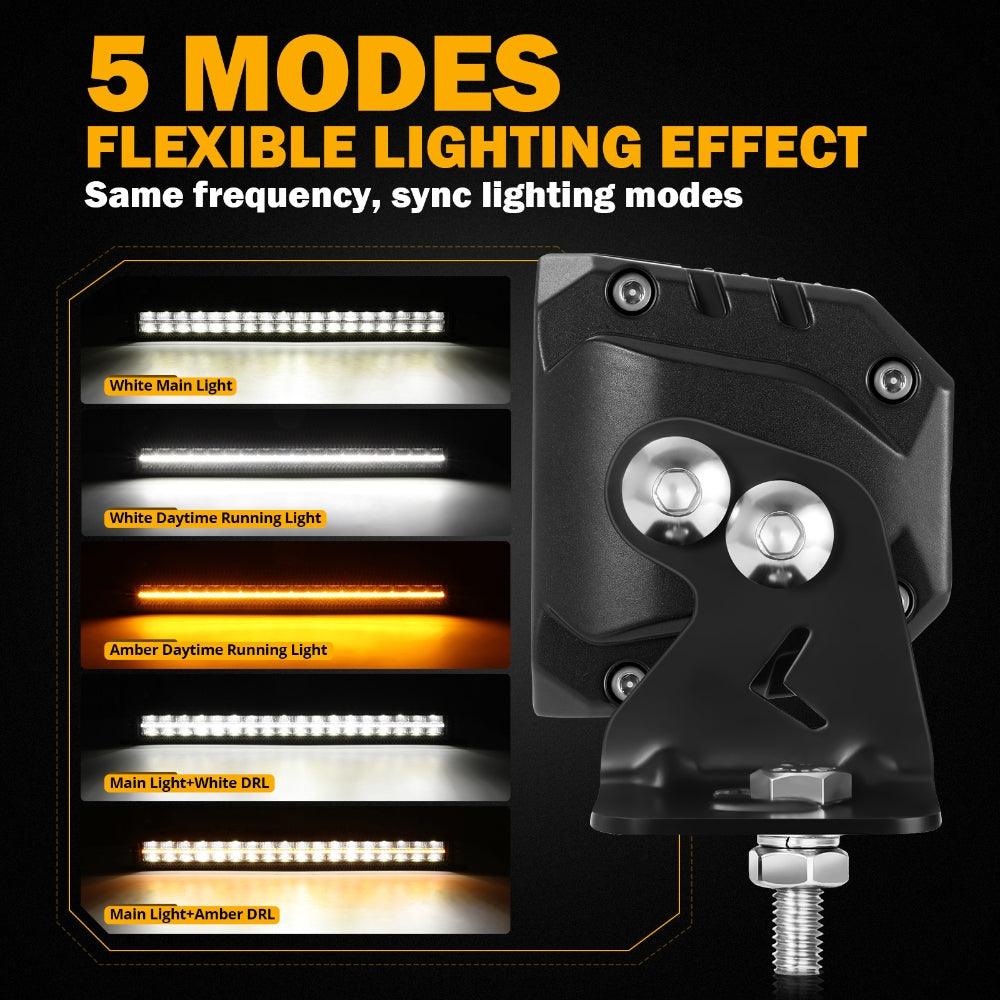 SP-DRL Series 12 Inch/22 Inch/32 Inch/42 Inch Off Road Double Row LED Light Bar With Amber&White DRL