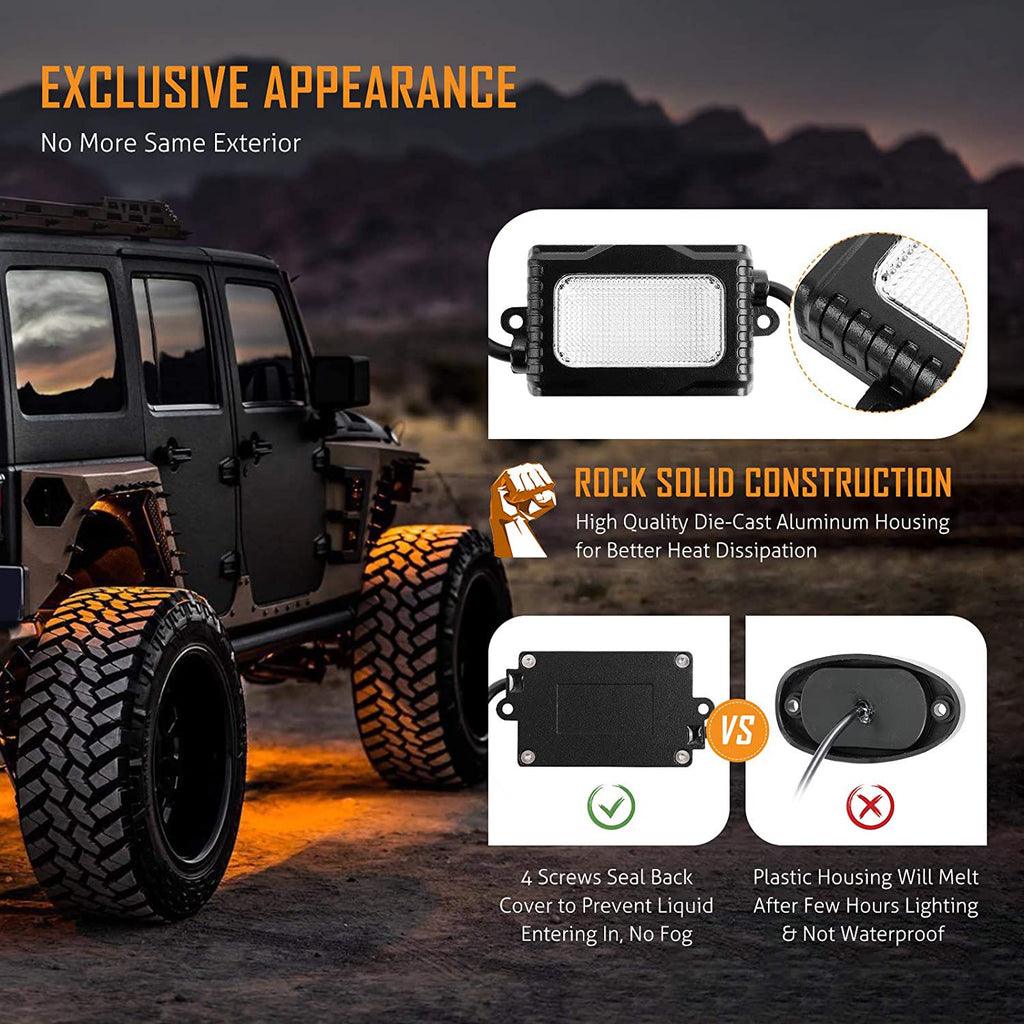 Dome Light UTV Interior Light Universal Roll Bar Cage Mount + RGBW LED Rock Light with Bluetooth Control for Polaris, Can-Am, UTV, ATV, Off-road Vehicle