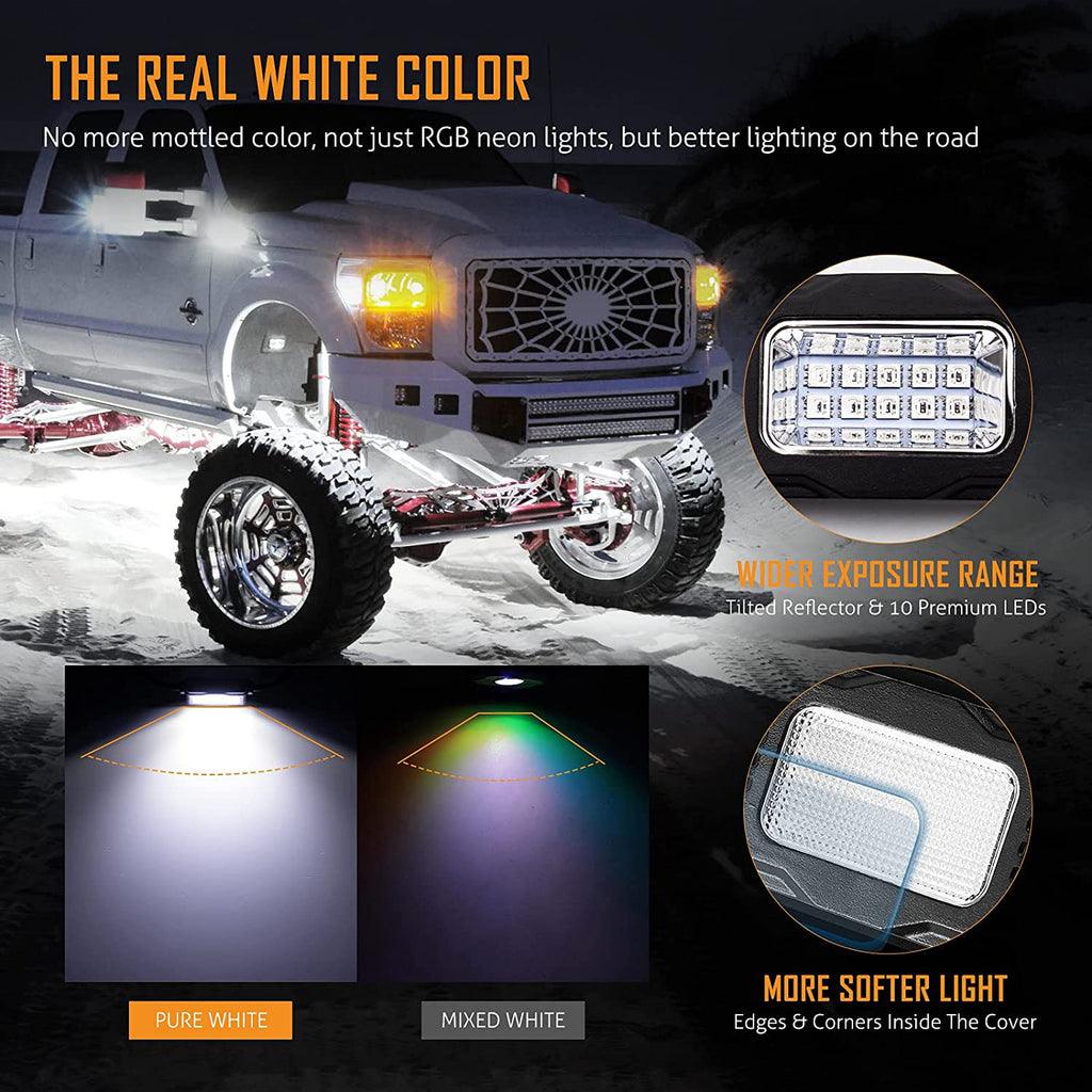 Dome Light UTV Interior Light Universal Roll Bar Cage Mount + RGBW LED Rock Light with Bluetooth Control for Polaris, Can-Am, UTV, ATV, Off-road Vehicle