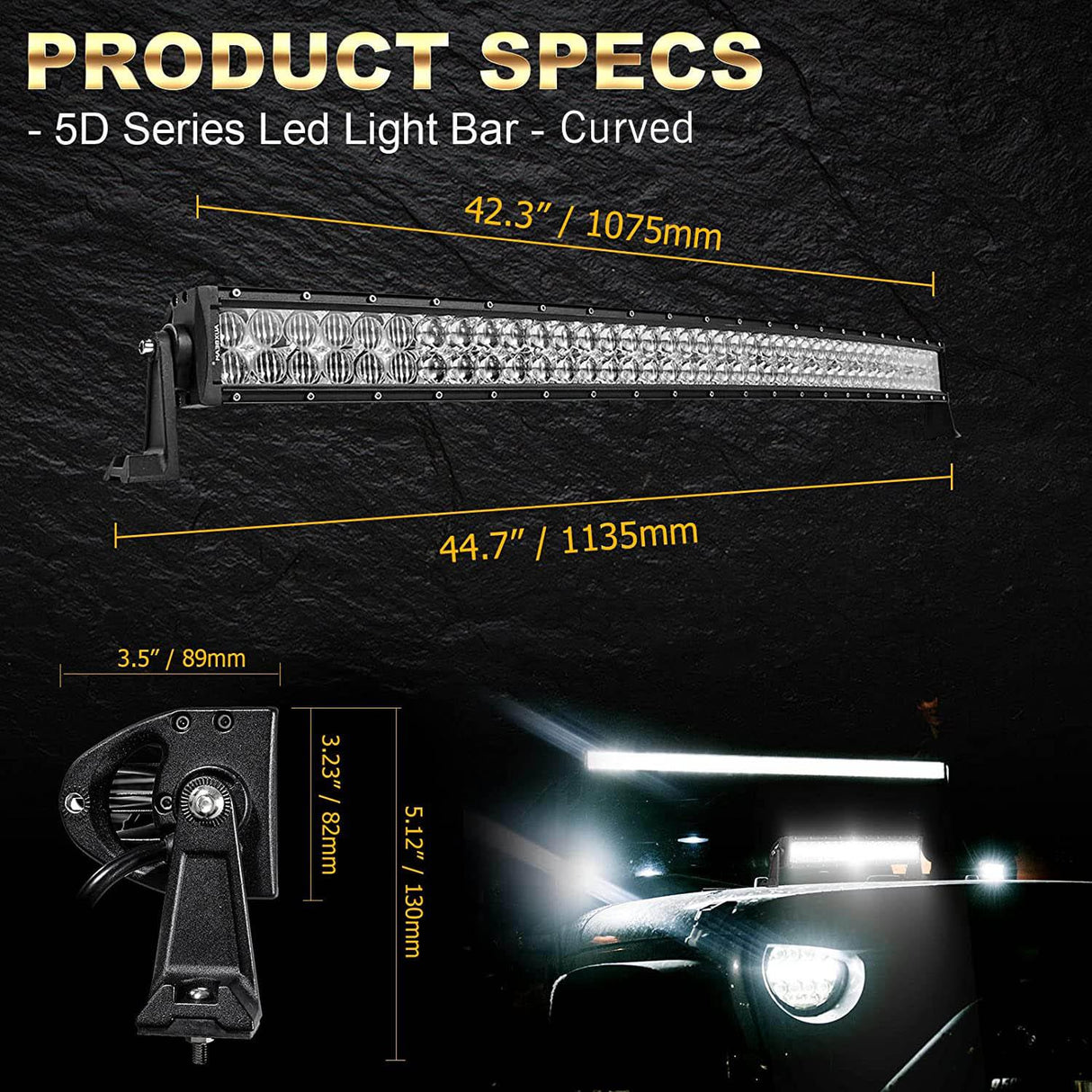 42 Inch 5D Series LED Light Bar & Car Roof Windshield LED Light Bar Mounting Bracket for 2014-2019 Can-Am Commander 1000 800 Models