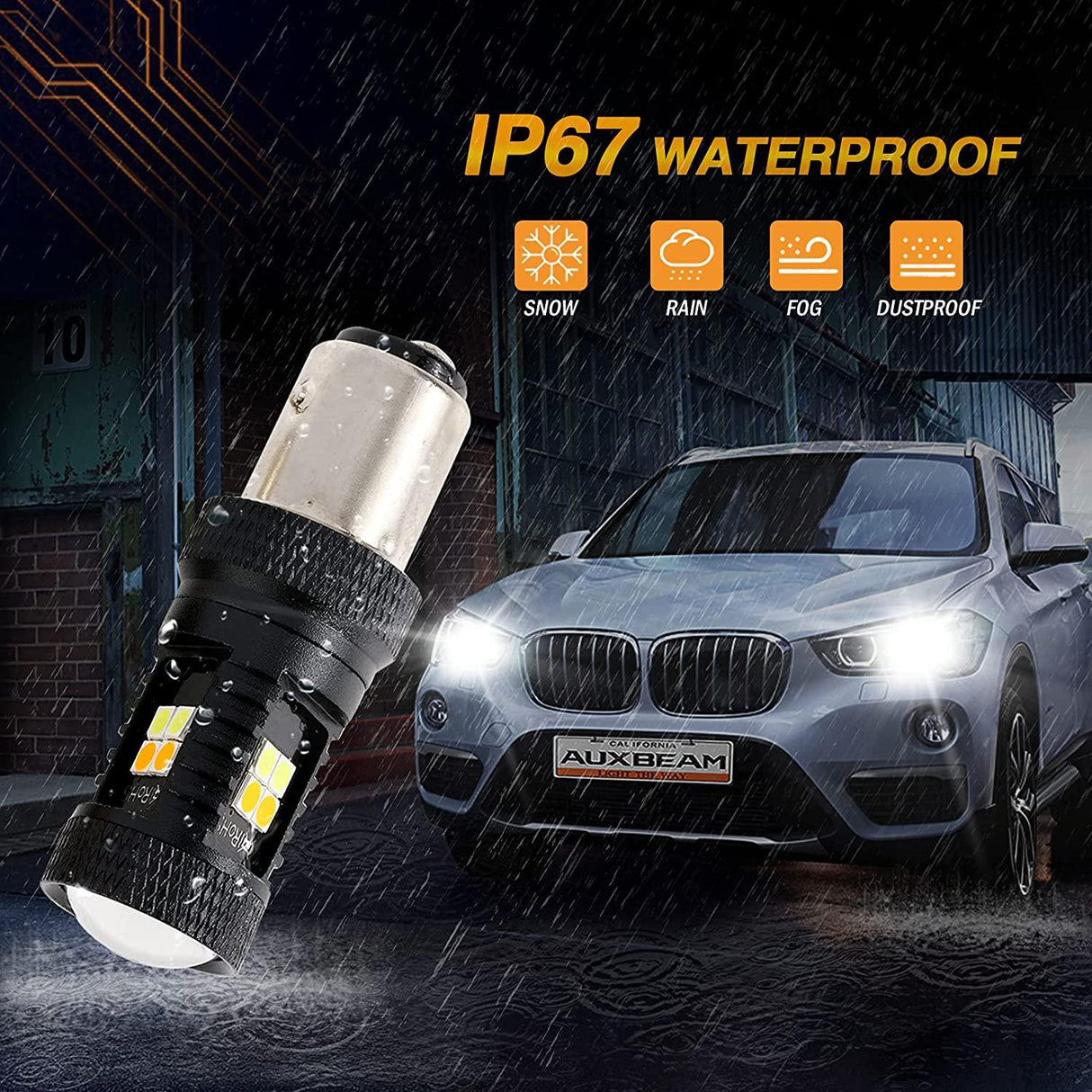 1157 BAY15D LED Front Turn Signal & DRL Light Bulbs 300% High Brightness Dual Color Switchback White & Amber | 2 Bulbs