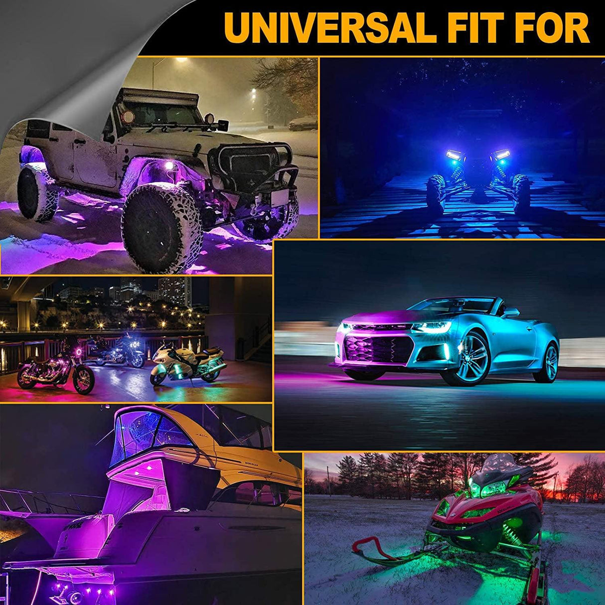 (4Pcs/8Pcs/12Pcs Set) RGB LED Rock Light Set with Bluetooth Controller