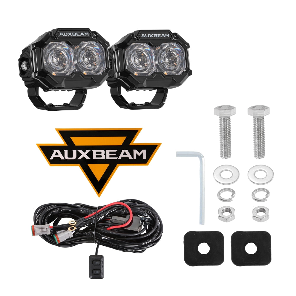 Auxbeam MASTER-T Series 3-Inch Spot Beam Off-Road Lights Amber Backlight