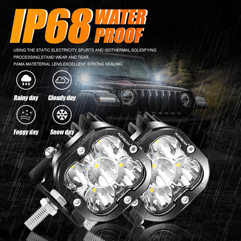 3 Inch LED Pods Lights with Additional Amber Covers & Front Bumper Fog Lamp Mounting Bracket for Ford 1999-2016 F250 F350 F450