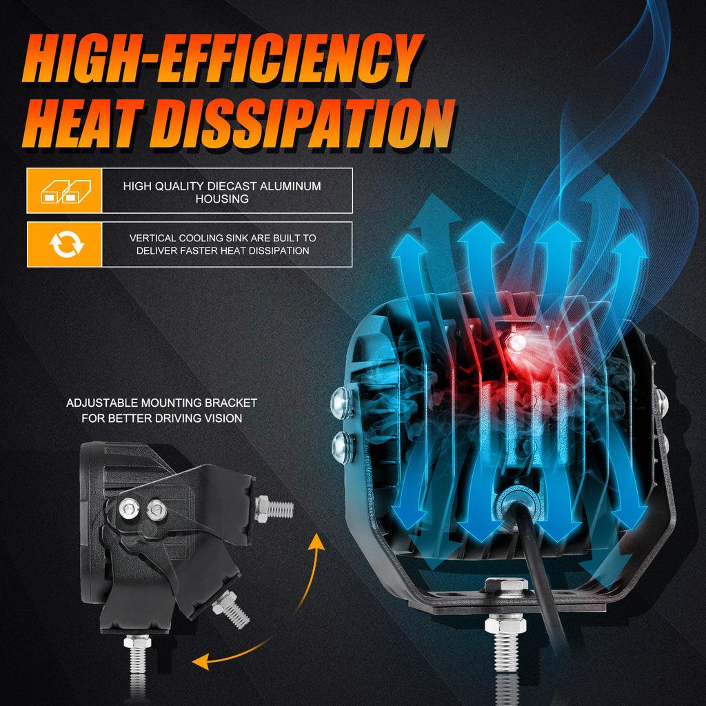 5 Inch 110W LED Driving Lights with Additional Amber Covers & 22 Inch 5D-PRO Series LED Light Bars Combo for CBR 1000rr Off Road Buggy, ATV, UTV, Truck