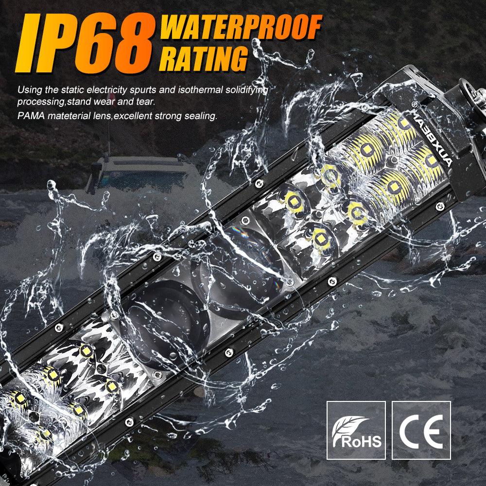 12 Inch 5D-PRO Series 22000LM Spot Beam Off Road Led Light Bar+Universal Mounting Brackets Adjustable Pillar Hood