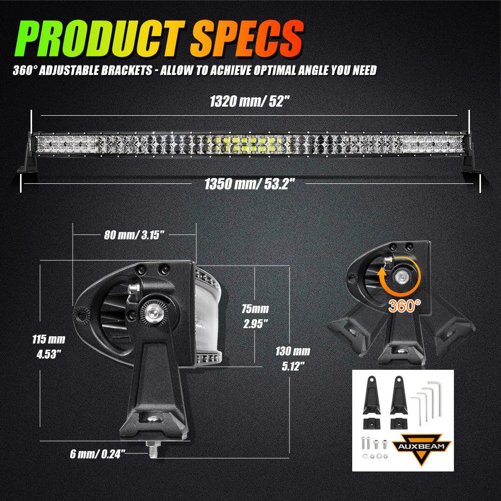 New 52 Inch V-PRO Series Curved RGBW Color Changing Off Road Led Light Bar for ATV UTV SIDE BY SIDES