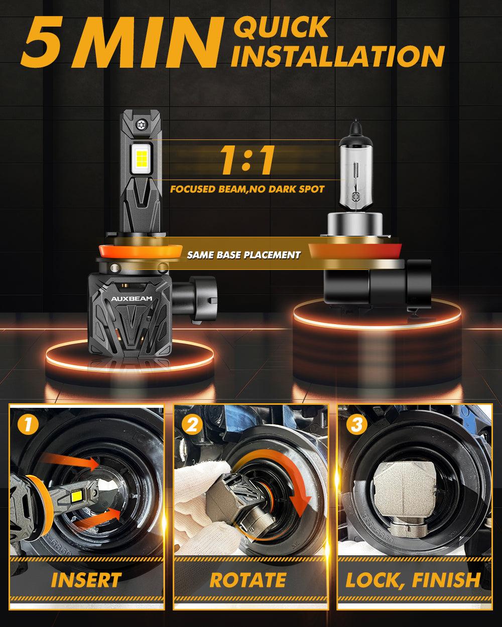 🆕H11/H9/H8 LED Headlight Bulbs Q40 Series Ultra-High Brightness 120W 30000LM 6500K Cool White | 2 Bulbs