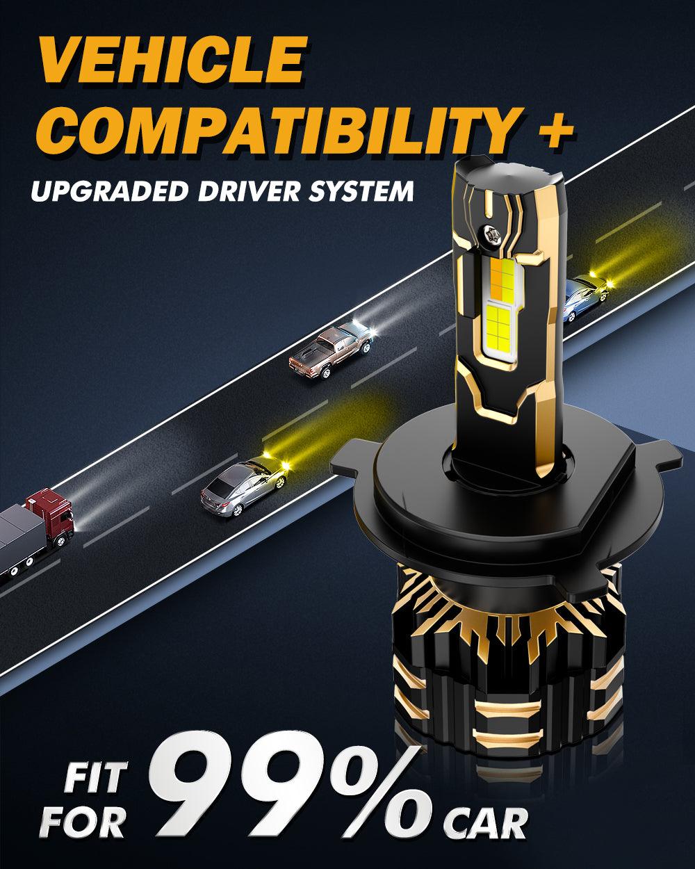 H4 LED Headlight Bulbs 110W 25000LM GX Bi-Color Series High Power & Brightness Dual Color Switchback | 2 Bulbs