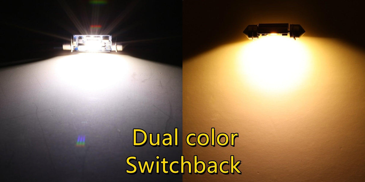 🆕(2pcs/set) Dual Color Switchback 31MM/36MM/39MM/41 42MM 1860CSP 6500K Cool White& 5000K Natural White LED Festoon Canbus For Interior Dome Map License Plate Bulbs