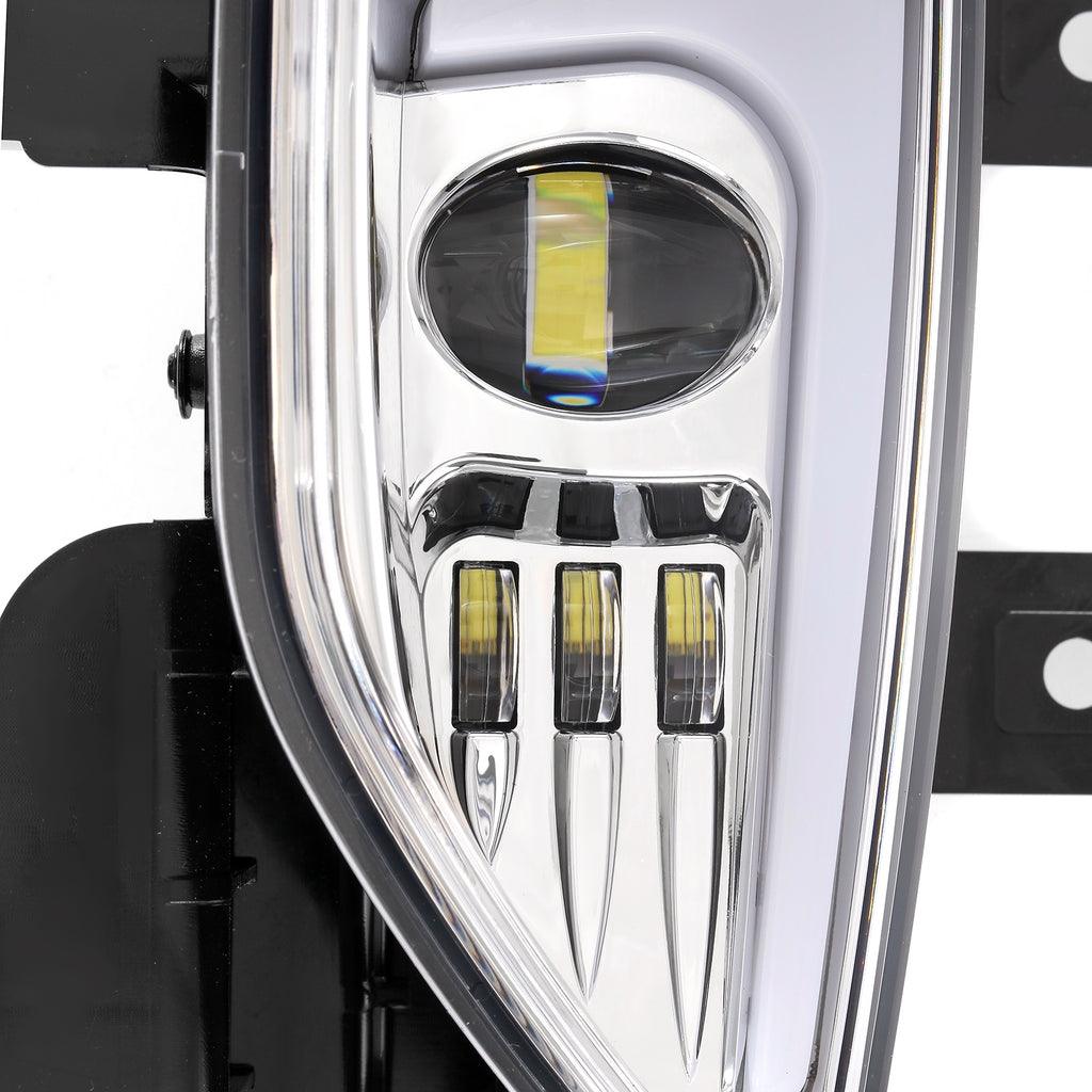 (2pcs/set) 45W DOT Approved LED Fog Lights with DRL for 2016-2018 Chevy Silverado 1500 (Black/Chrome)