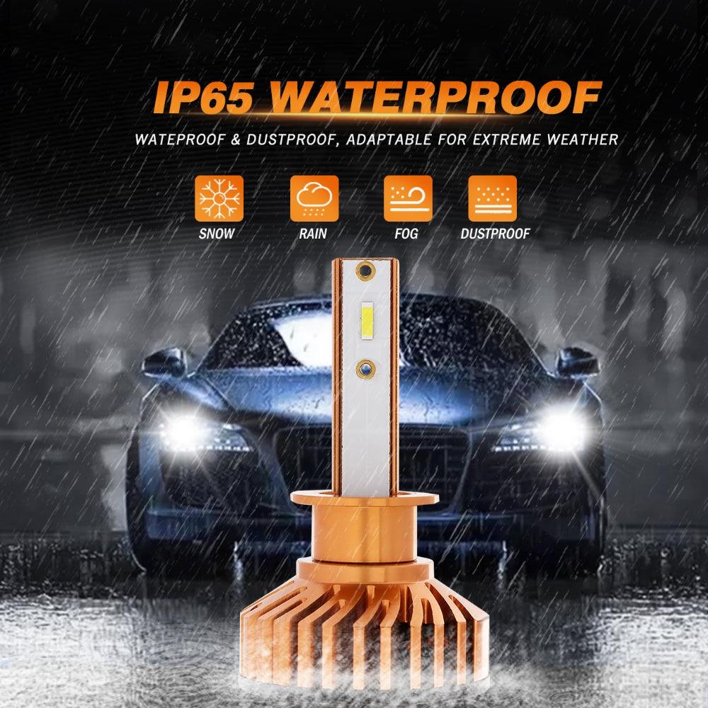 H1 LED Headlight Bulbs 52W 10000LM F2 Series Mini Size 6500K Cool White | 2 Bulbs