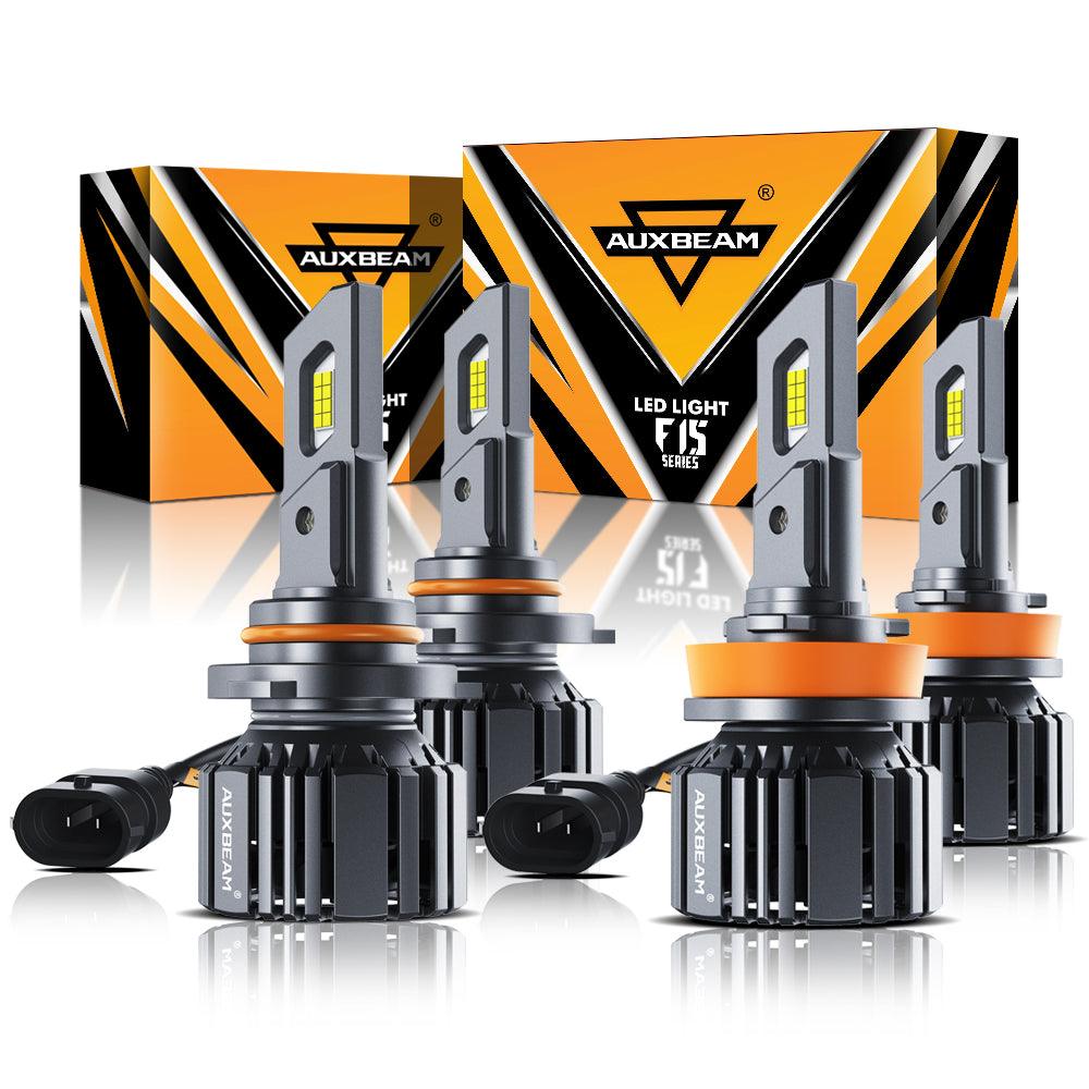 9005+H11 LED Headlight Bulbs 90W 20000LM F15 Series 20% Smaller Size 6500K Cool White | 4 Bulbs