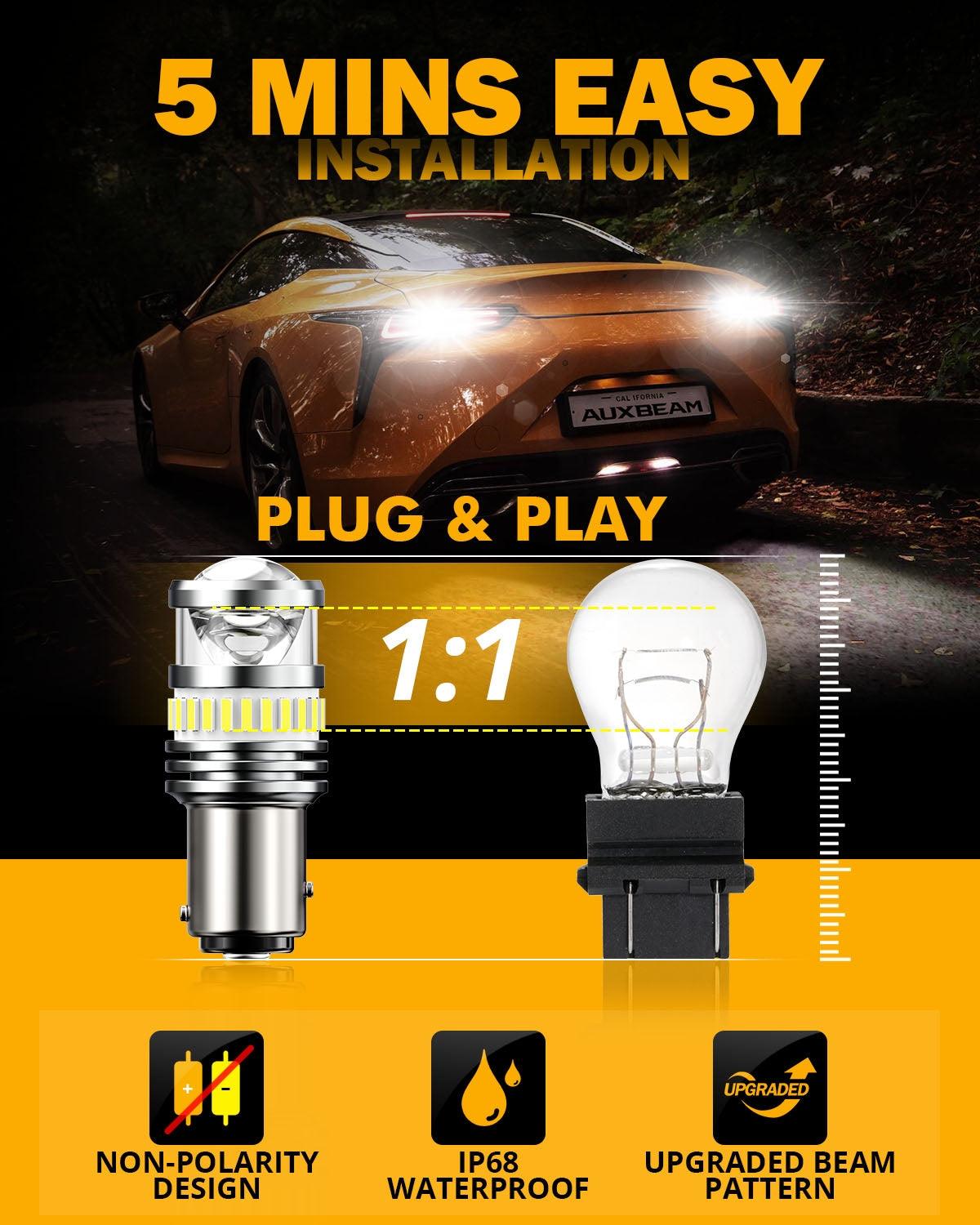 1157 BAY15D LED Backup Reverse/Turn Signal/Brake Tail Light Bulbs 11W 4000LM 6500K White B1 Series | 2 Bulbs