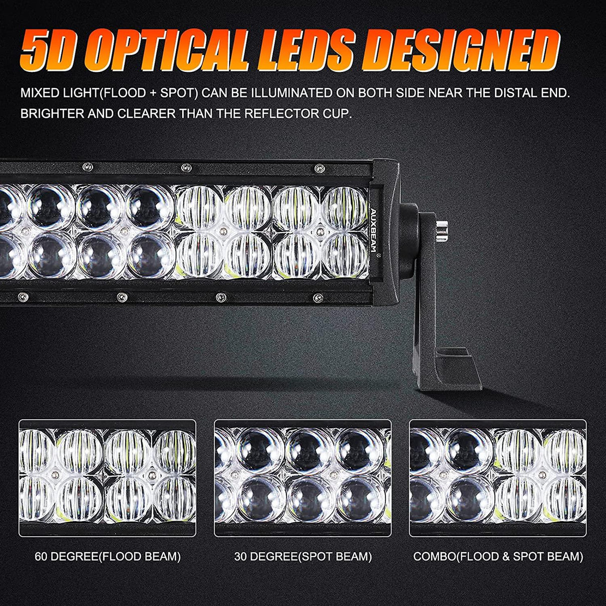 5D Series 22 Inch/32 Inch/42 Inch/50 Inch/52 Inch Combo Beam Straight/Curved Double Row LED Light Bar