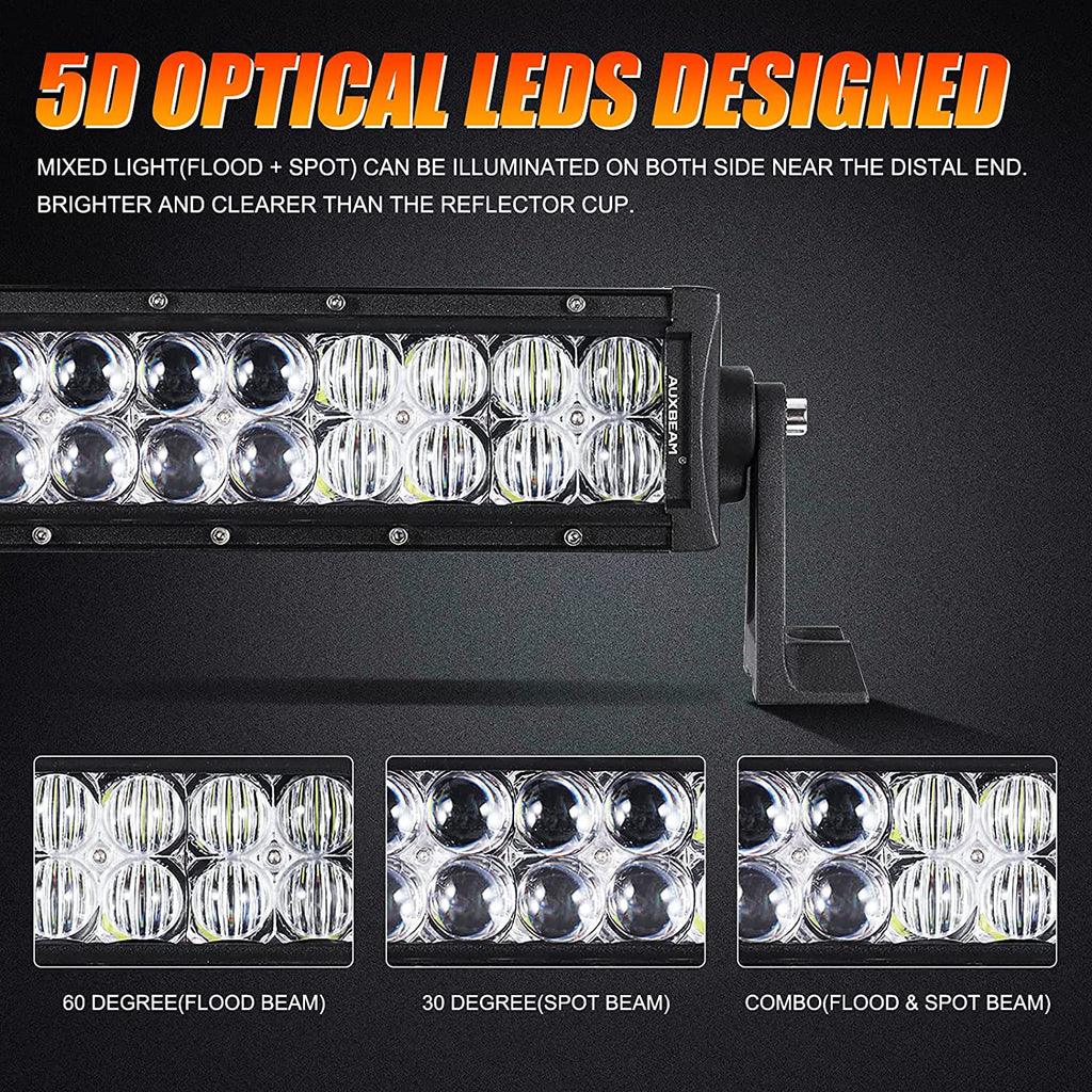 22 Inch-52 Inch 5D Series Straight/Curved Combo Beam Double Row LED Light Bar for Chevy Tahoe