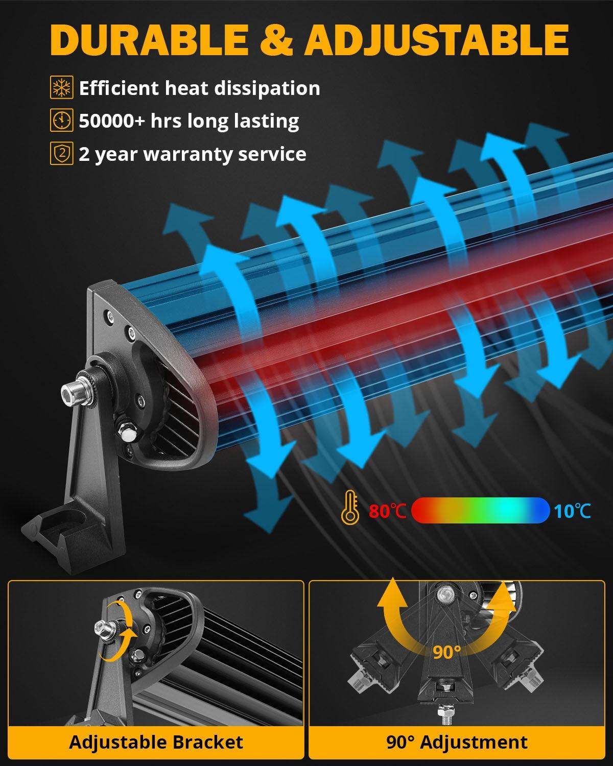 6 Modes Series 42 Inch White&Amber Straight Off Road Led Light Bar