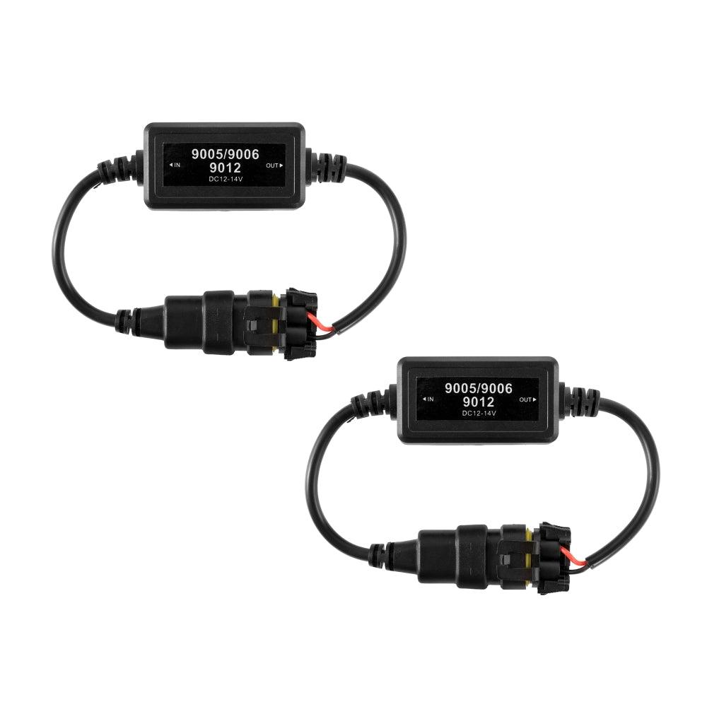 9012/HIR2 C10-Model Enhanced LED Headlight Bulbs Canbus Decoder Anti-flicker Hyper Flash No Warning Harness Resistor Conversion Kit 2pcs/set