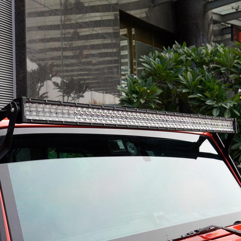 52" 5D-Series Straight LED Light Bar&Windshield Mounting Brackets For Jeep Wrangler JK 2007~2017