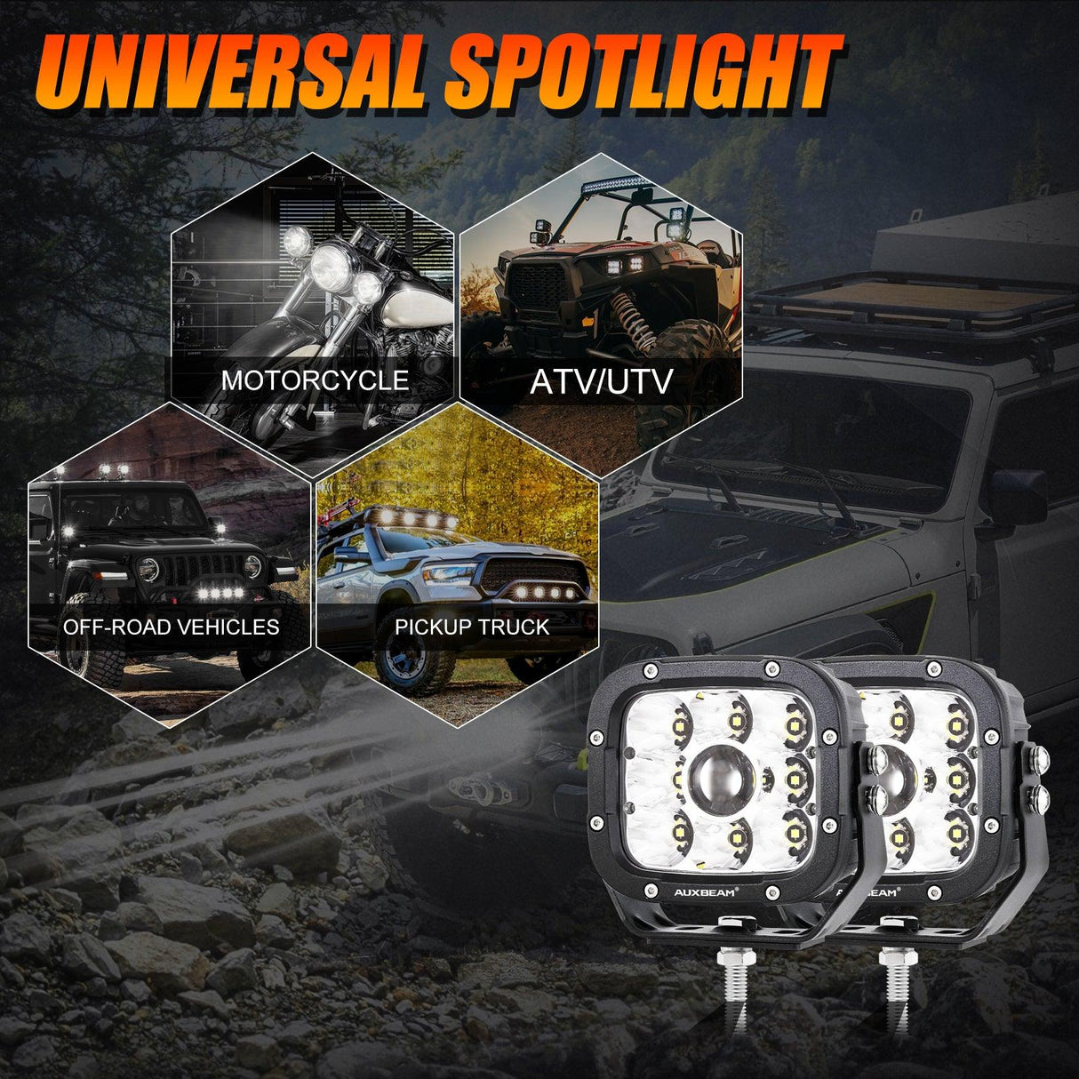 XP-ULTRA Series 5 Inch 110W 11000LM White/Amber LED Driving Lights Pods Light
