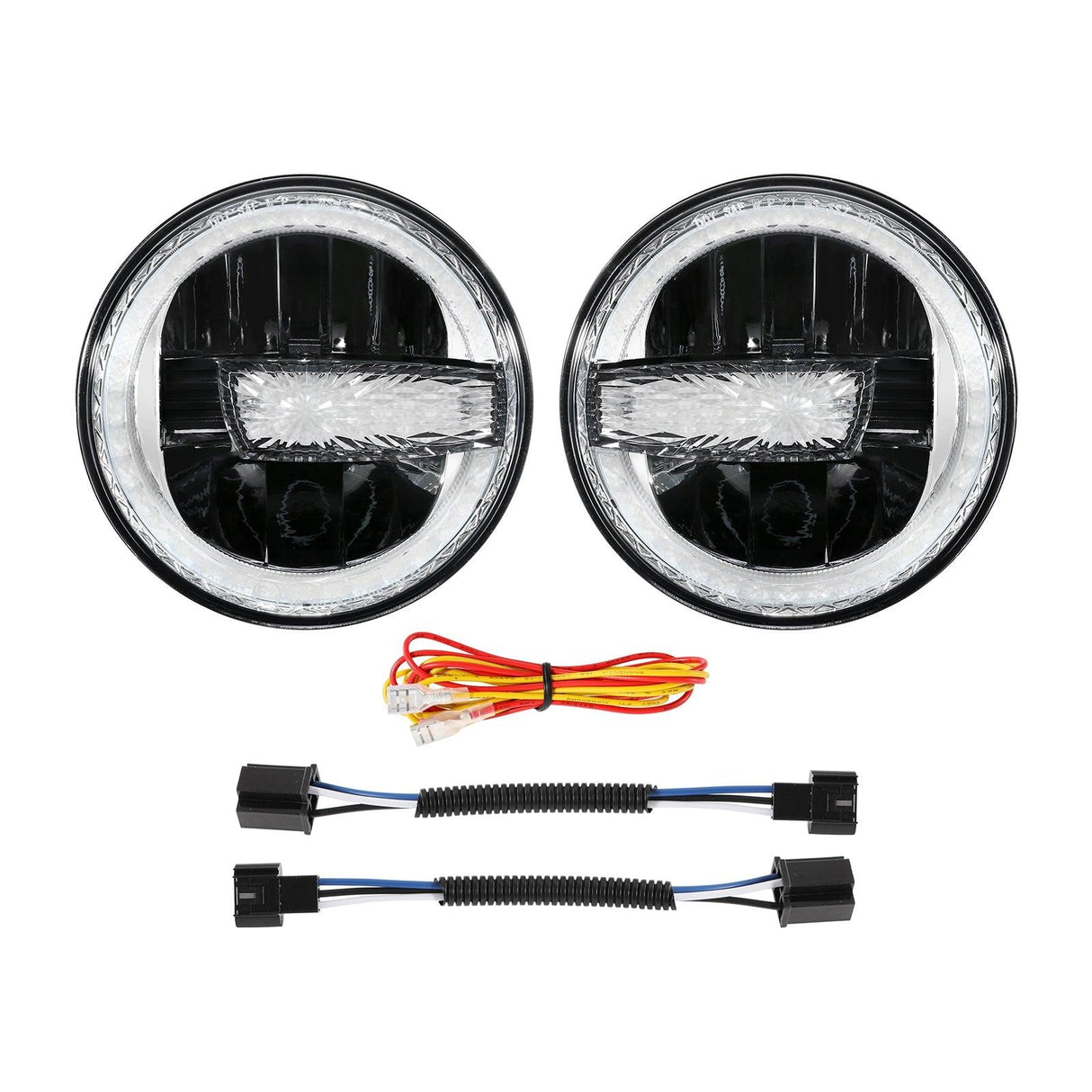(2pcs/set) 7 Inch 90W DOT Approved LED Headlights with Halo Ring DRL & High Low Beam for Jeep Wrangler JK TJ LJ CJ