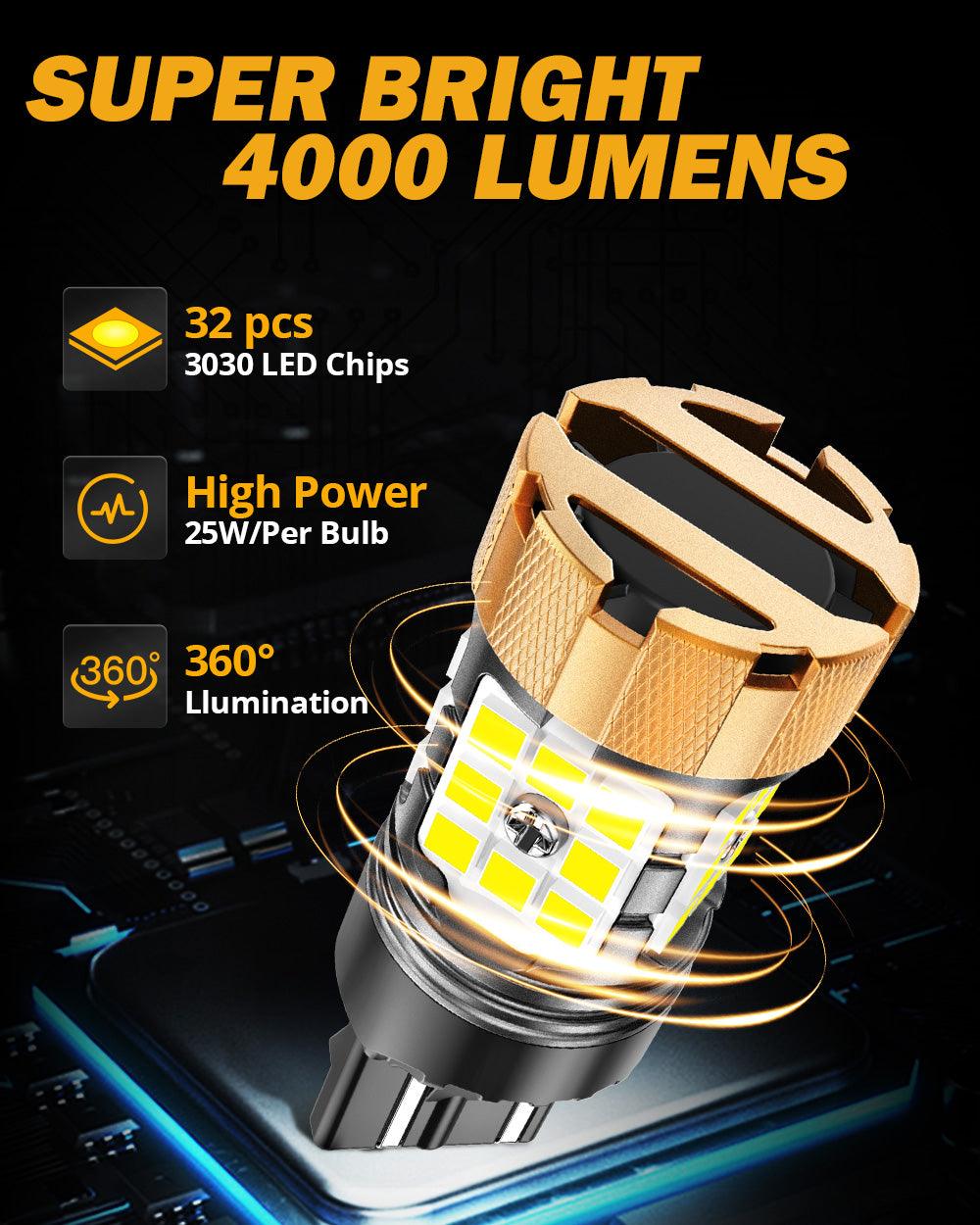 🆕T20 7443 7440 LED Backup Reverse/Turn Signal/Brake Tail Light Bulbs 50W 4000LM CAN-Bus Error Free 6500K White B21-PRO Series | 2 Bulbs