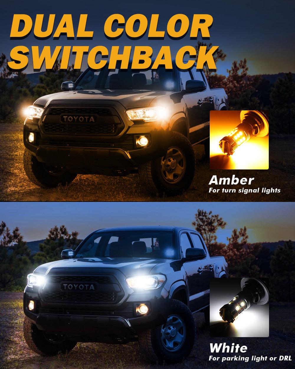 🆕 T25 3157D LED Front Turn Signal & DRL Light Bulbs 50W 4000LM CAN-Bus Error Free Dual Color Switchback White & Amber B21-PRO Series | 2 Bulbs