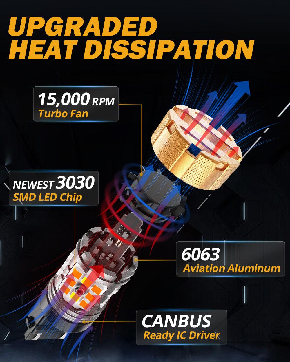 🆕 3157 US-CK LED Front Turn Signal & DRL Light Bulbs 50W 4000LM CAN-Bus Error Free Dual Color Switchback White & Amber B21-PRO Series | 2 Bulbs