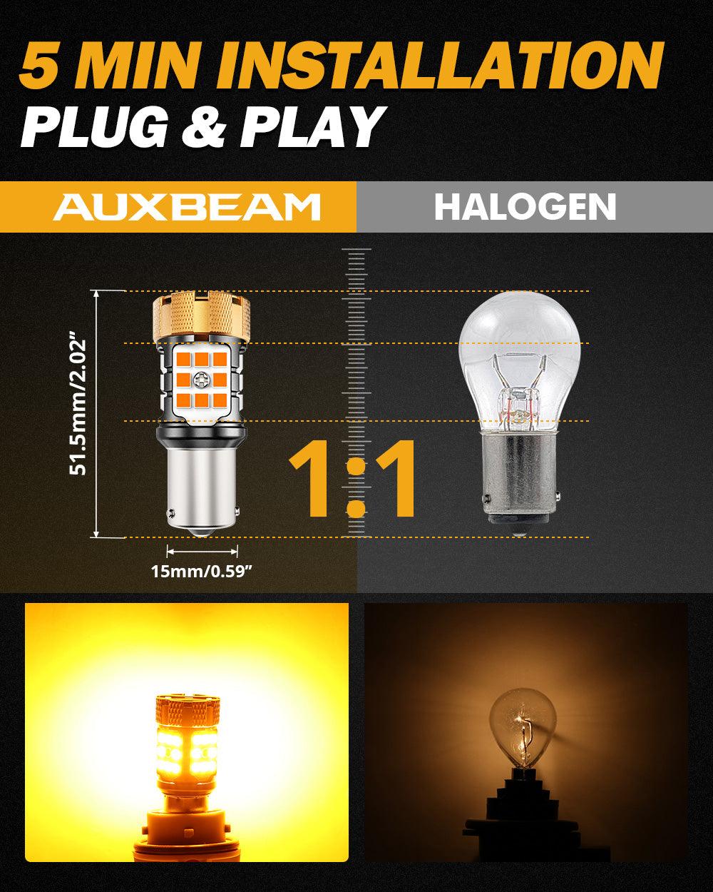 🆕BAU15S 7507 LED Turn Signal Light Rear/Front, Side Maker Light Bulbs 50W 4000LM CAN-Bus Error Free 3000K Amber B21-PRO Series |2 Bulbs