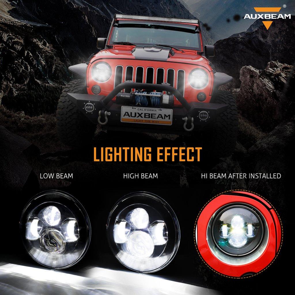 7'' LED Headlight Replacement + 4'' LED Fog Light + LED Smoke Tail Light + Front Turn Signal & Fender Flares Side Marker Light for Jeep Wrangler JK