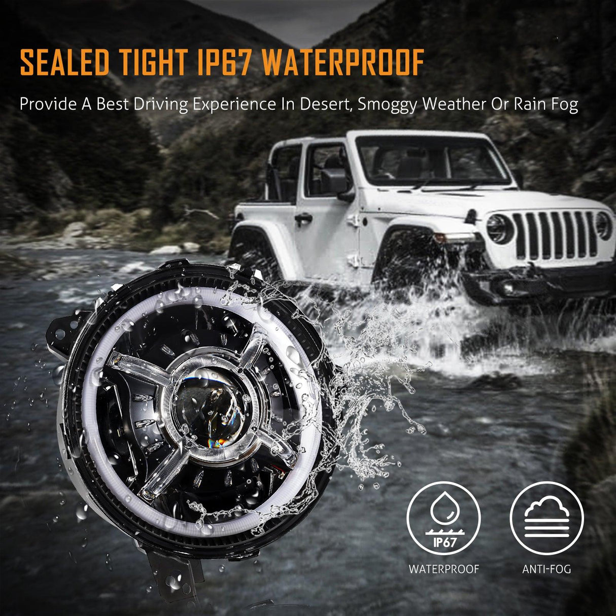 (2pcs/set) 9 Inch RGB Headlights Replacement Bluetooth Control for Jeep Wrangler JL JLU Sport Rubicon Sahara Gladiator JT 2019 2020 w/ DRL