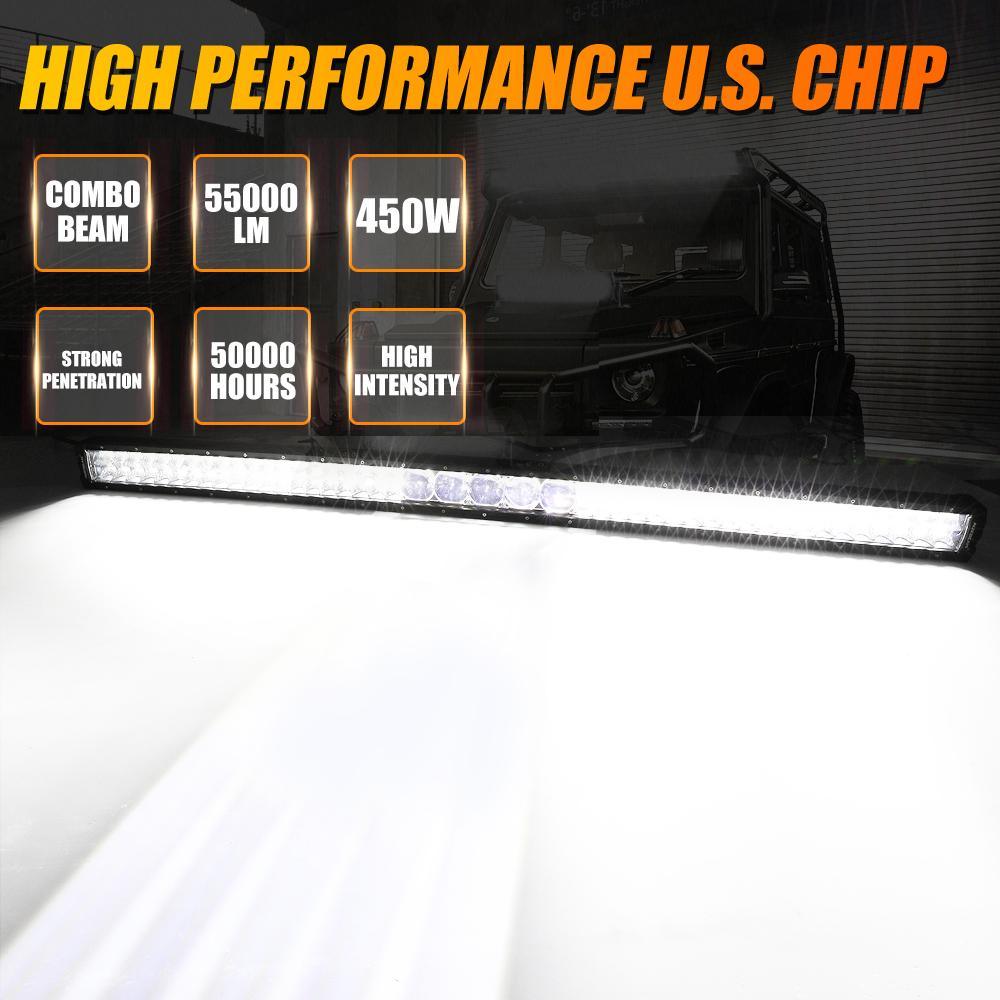 7" LED Halo Headlights + 5D-PRO 52" Straight LED Light Bar + Windshield Mounting Brackets + 18W Flood Beam Pod Lights Set for Jeep Wrangler TJ